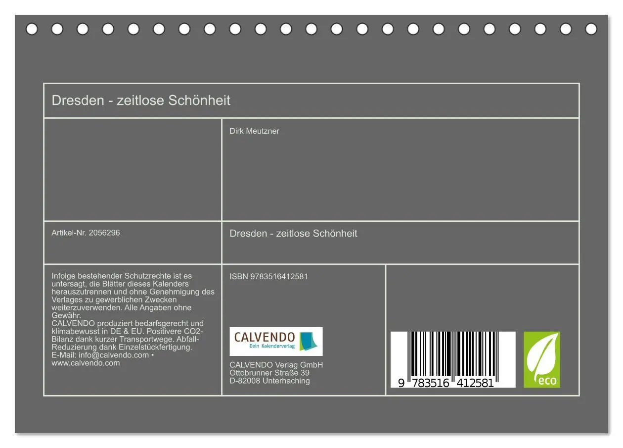 Bild: 9783516412581 | Dresden - zeitlose Schönheit (Tischkalender 2026 DIN A5 quer),...