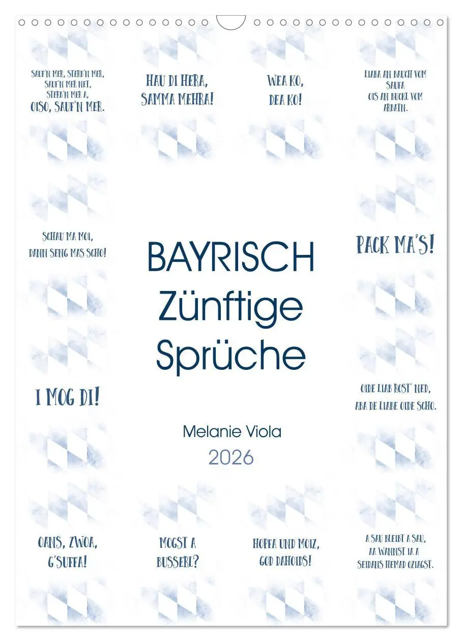 Cover: 9783516402681 | BAYRISCH Zünftige Sprüche (Wandkalender 2026 DIN A3 hoch), CALVENDO...