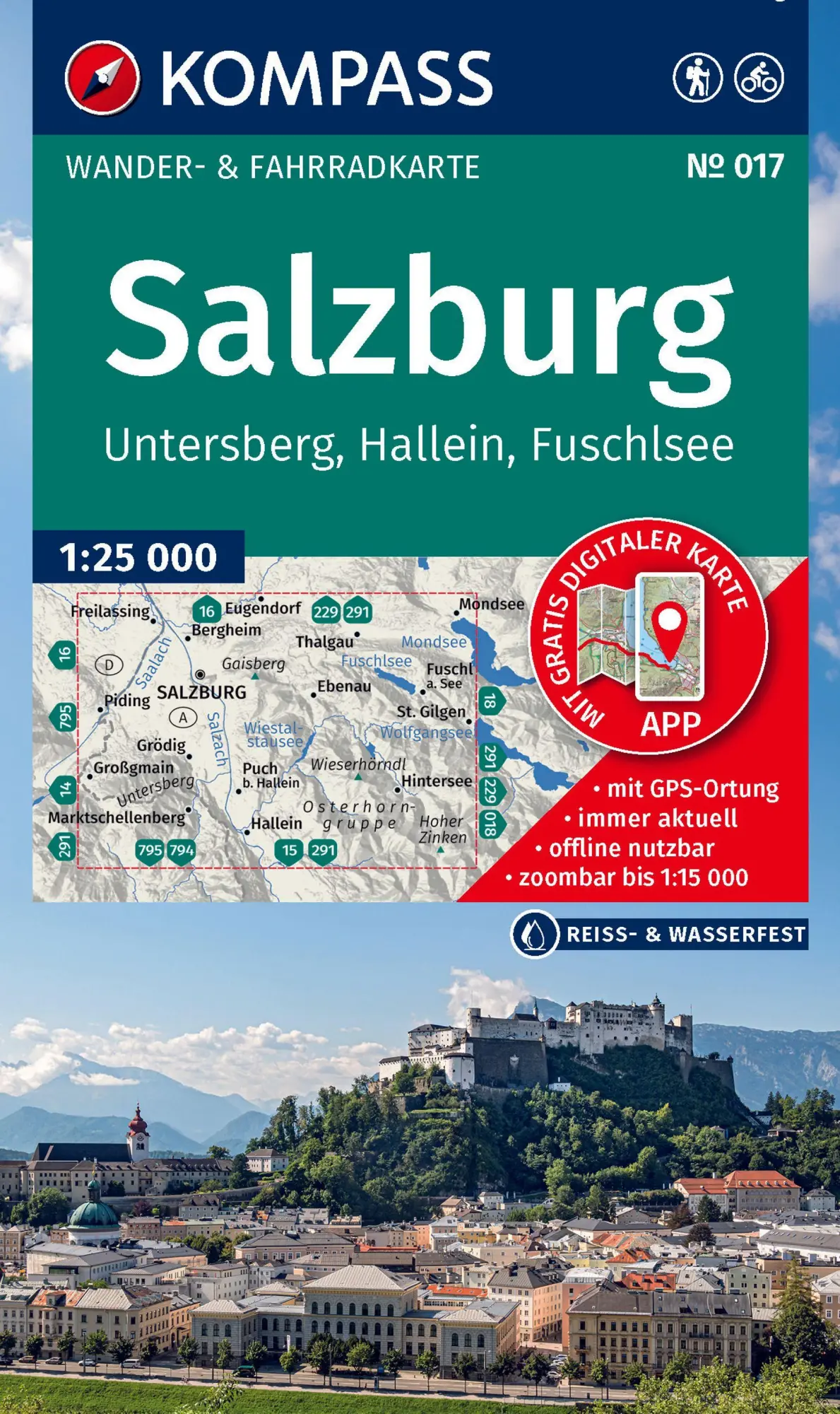 Cover: 9783991542681 | KOMPASS Wanderkarte 017 Salzburg, Untersberg, Hallein, Fuschlsee...