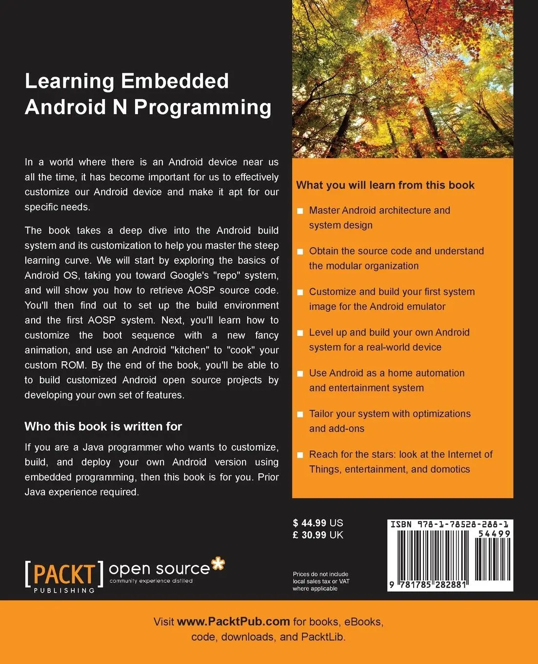 Rückseite: 9781785282881 | Learning Embedded Android N Programming | Ivan Morgillo | Taschenbuch