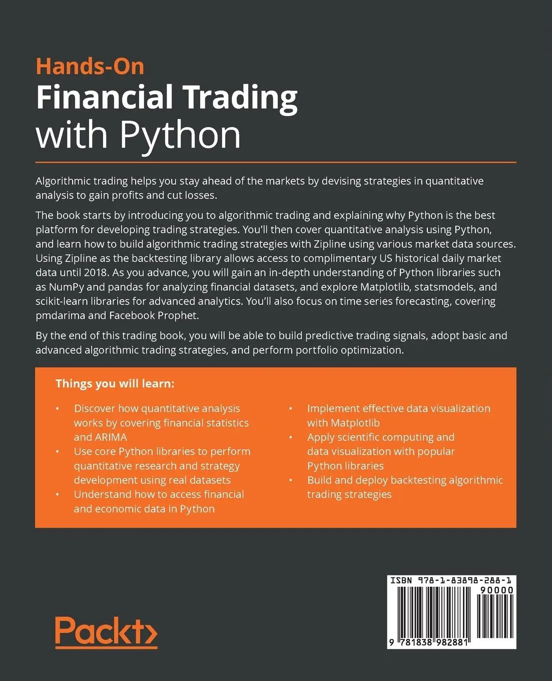 Rückseite: 9781838982881 | Hands-On Financial Trading with Python | Jiri Pik (u. a.) | Buch