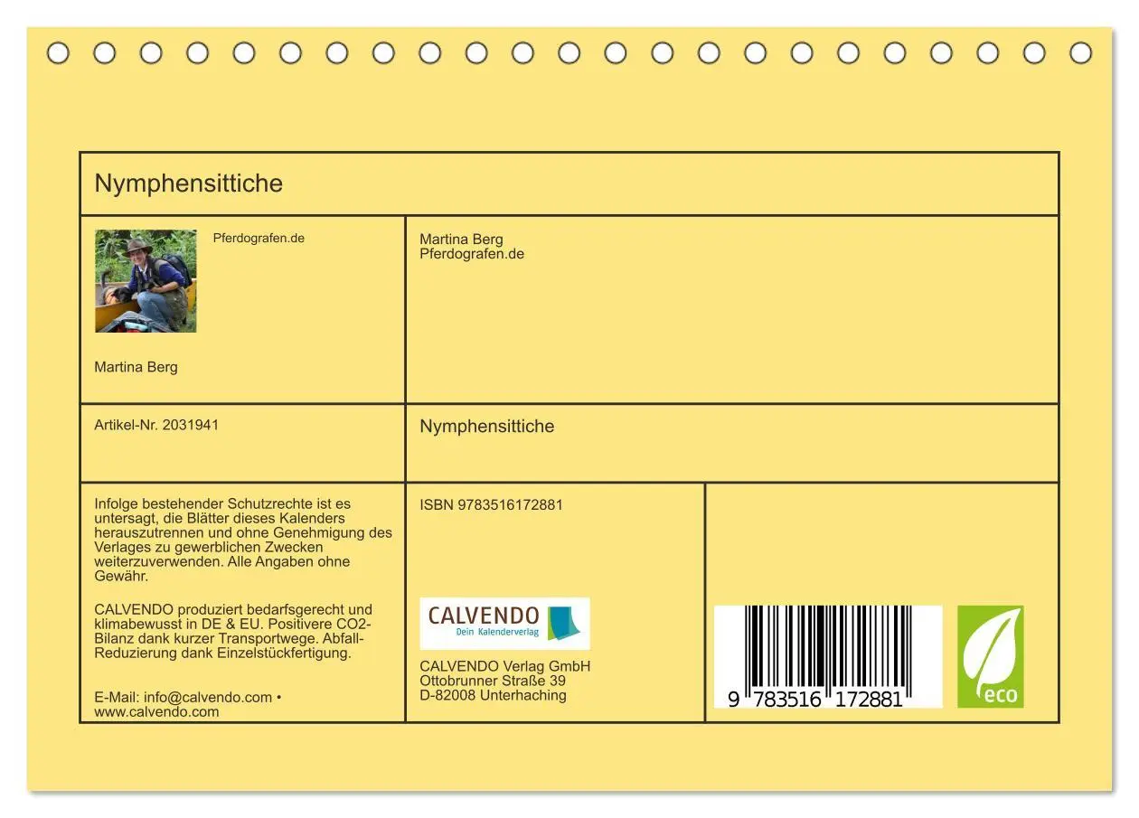 Bild: 9783516172881 | Nymphensittiche (Tischkalender 2026 DIN A5 quer), CALVENDO...