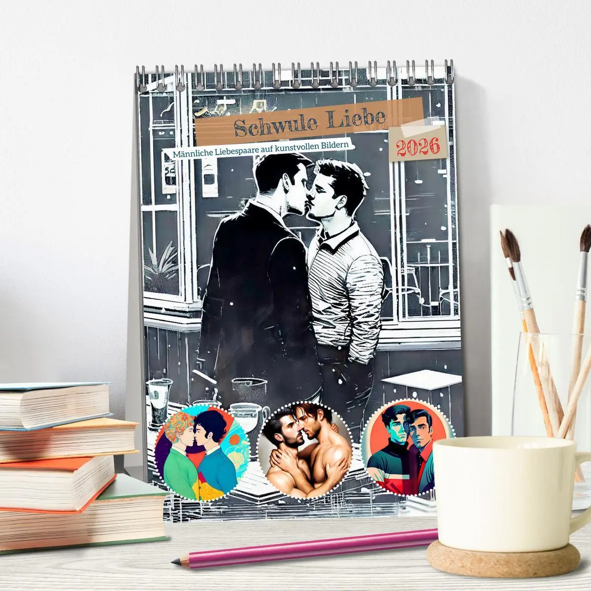 Bild: 9783516312881 | Schwule Liebe (Tischkalender 2026 DIN A5 hoch), CALVENDO...