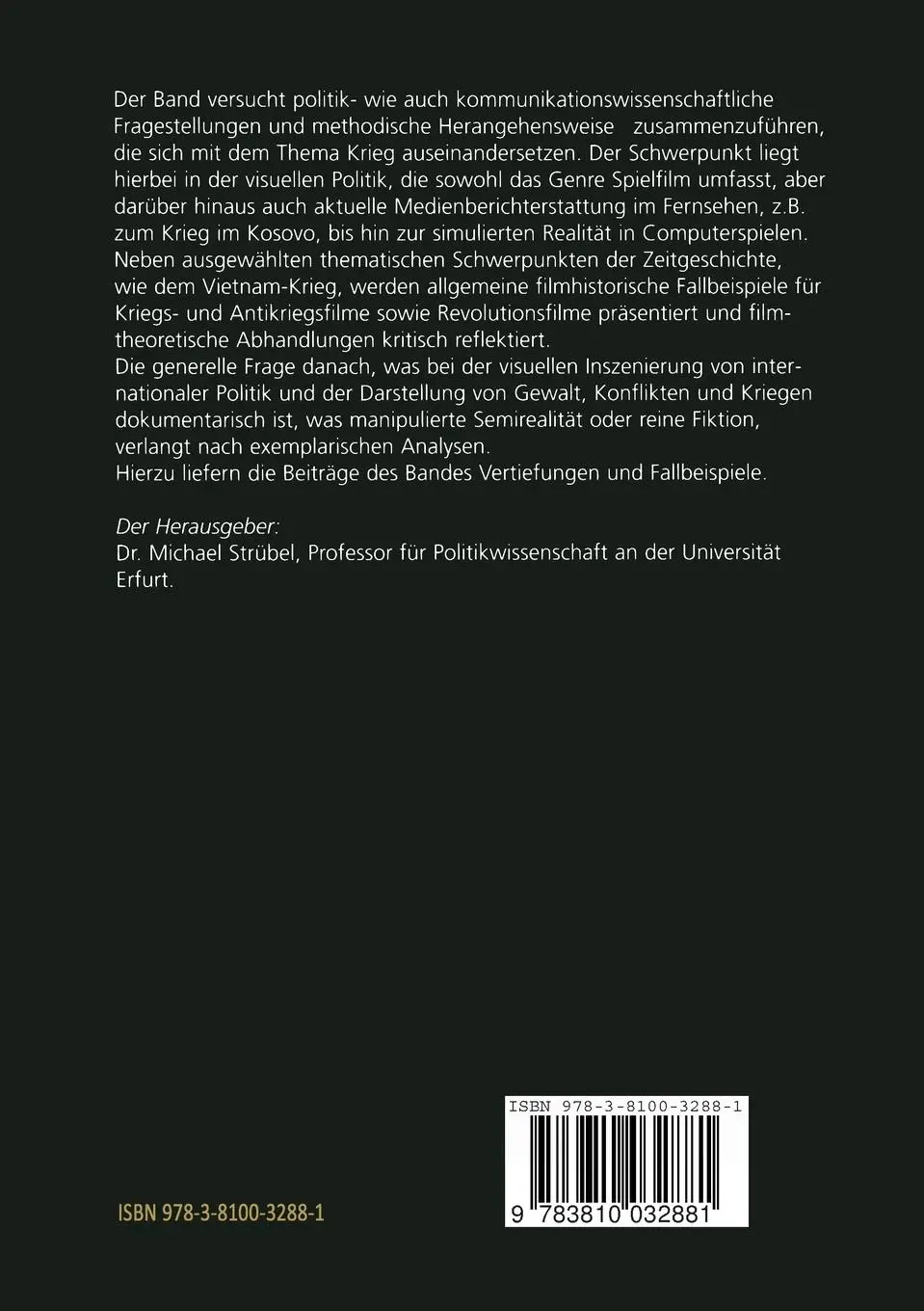 Rückseite: 9783810032881 | Film und Krieg | Michael Strübel | Taschenbuch | 211 S. | Deutsch