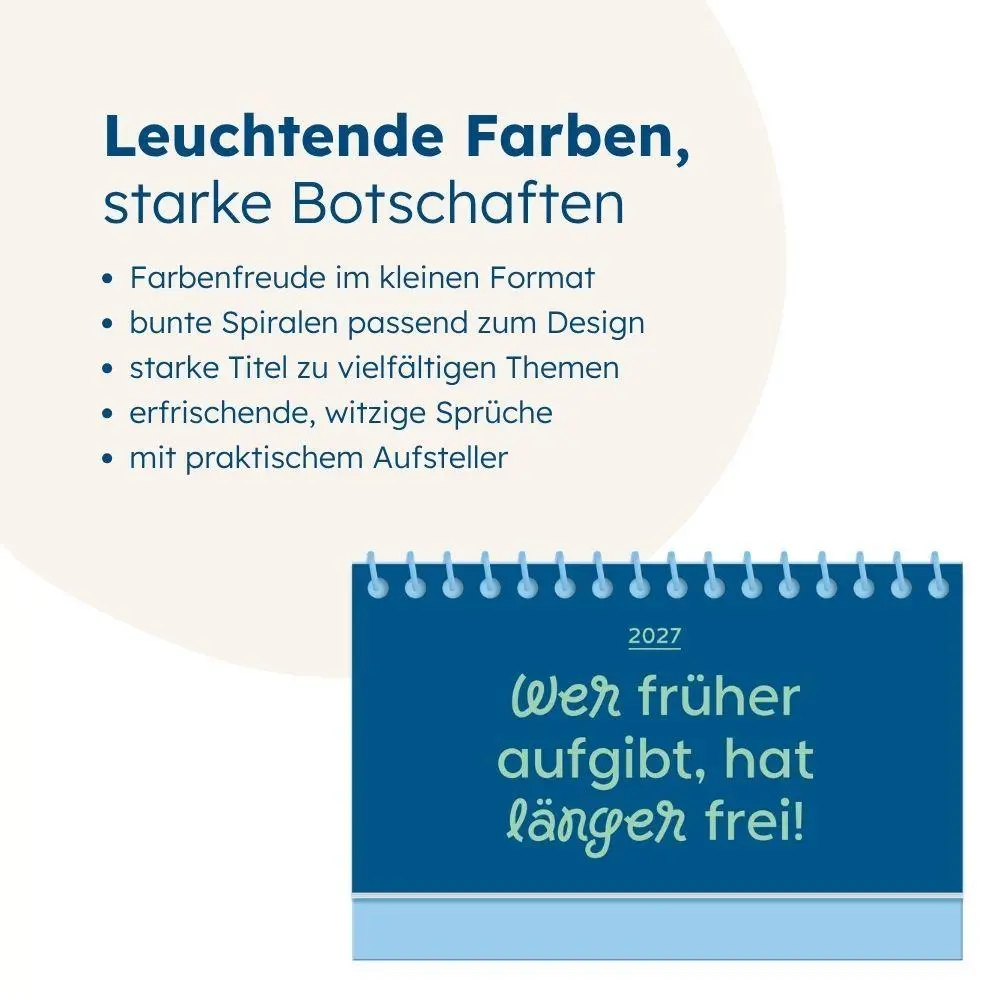 Bild: 9783986362881 | Mini-Kalender Colour Up 2027 Wer früher aufgibt, hat länger frei