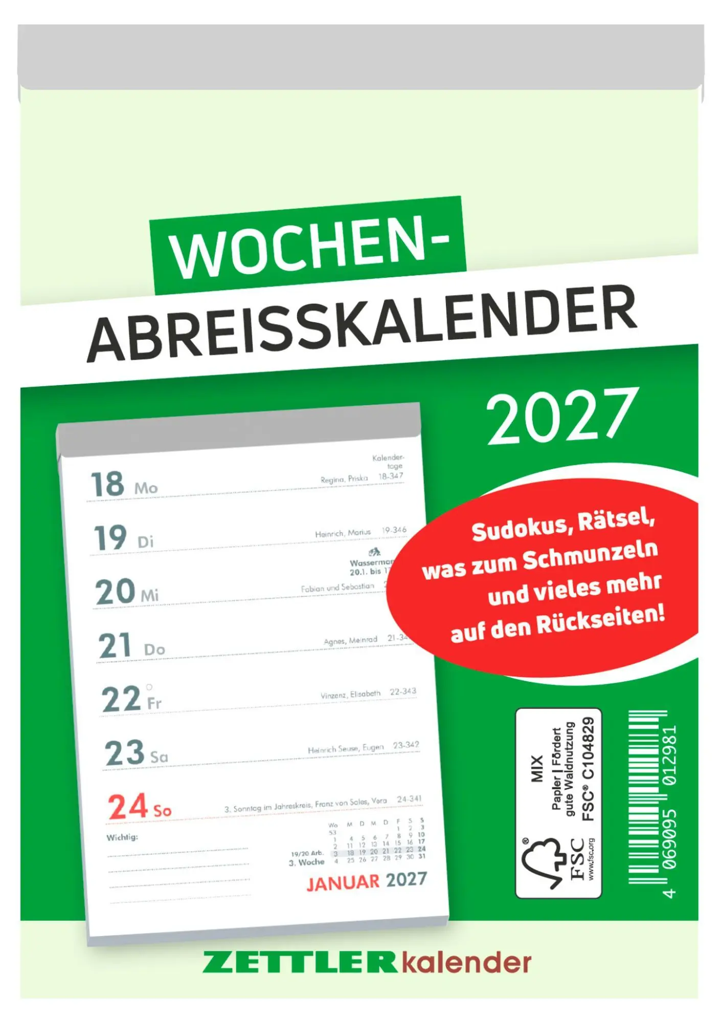 Cover: 4069095012981 | Wochenabreißkalender 2027 | Neumann Verlage GmbH &amp; Co KG | Kalender