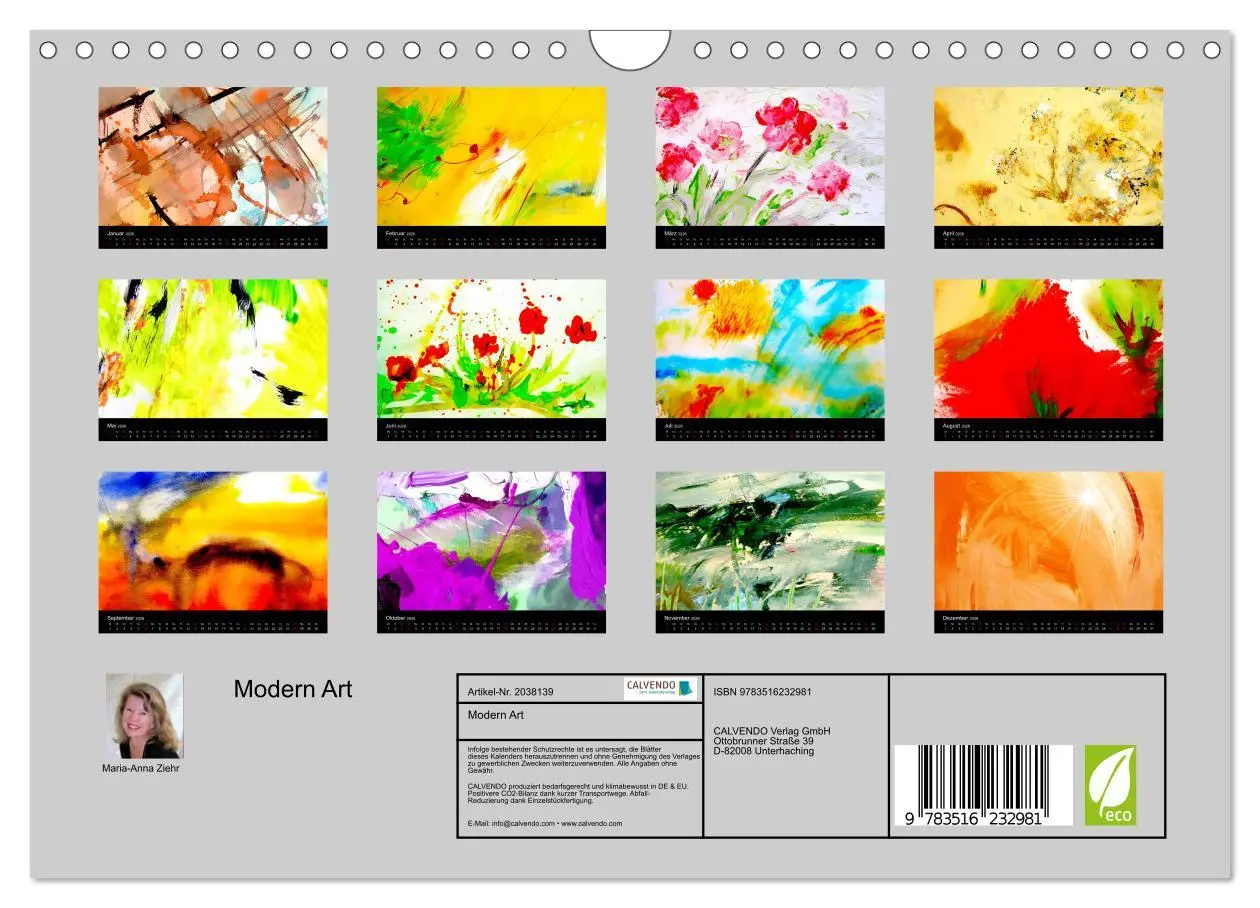 Bild: 9783516232981 | Modern Art (Wandkalender 2026 DIN A4 quer), CALVENDO Monatskalender