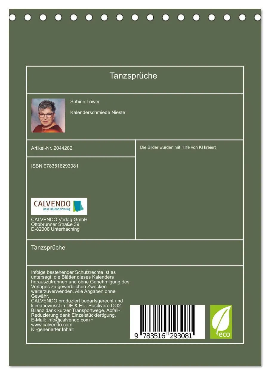 Bild: 9783516293081 | Tanzsprüche (Tischkalender 2026 DIN A5 hoch), CALVENDO Monatskalender