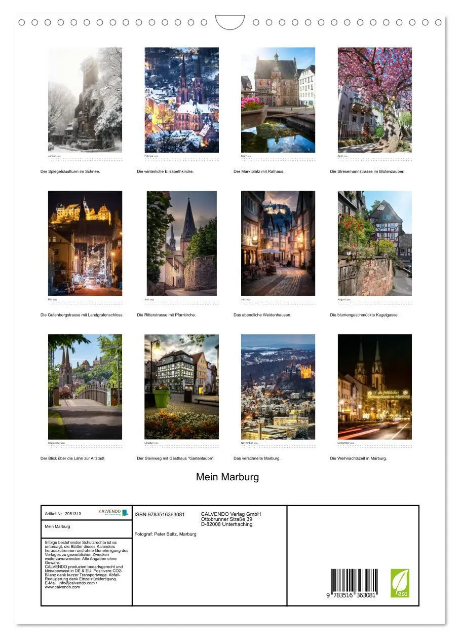 Bild: 9783516363081 | Mein Marburg (Wandkalender 2026 DIN A3 hoch), CALVENDO Monatskalender