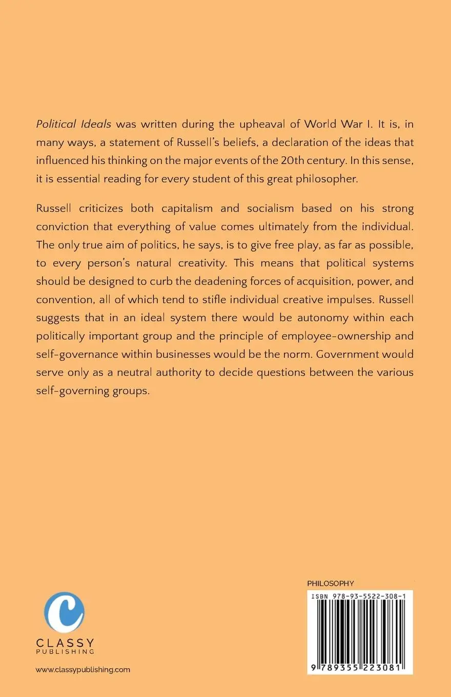 Rückseite: 9789355223081 | Political Ideals | Bertrand Russell | Taschenbuch | Englisch | 2023