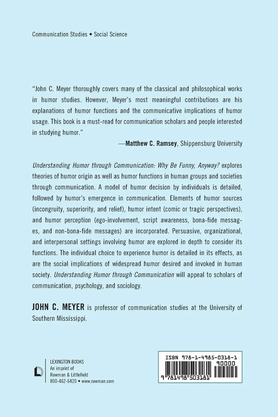 Rückseite: 9781498503181 | Understanding Humor through Communication | Why Be Funny, Anyway?
