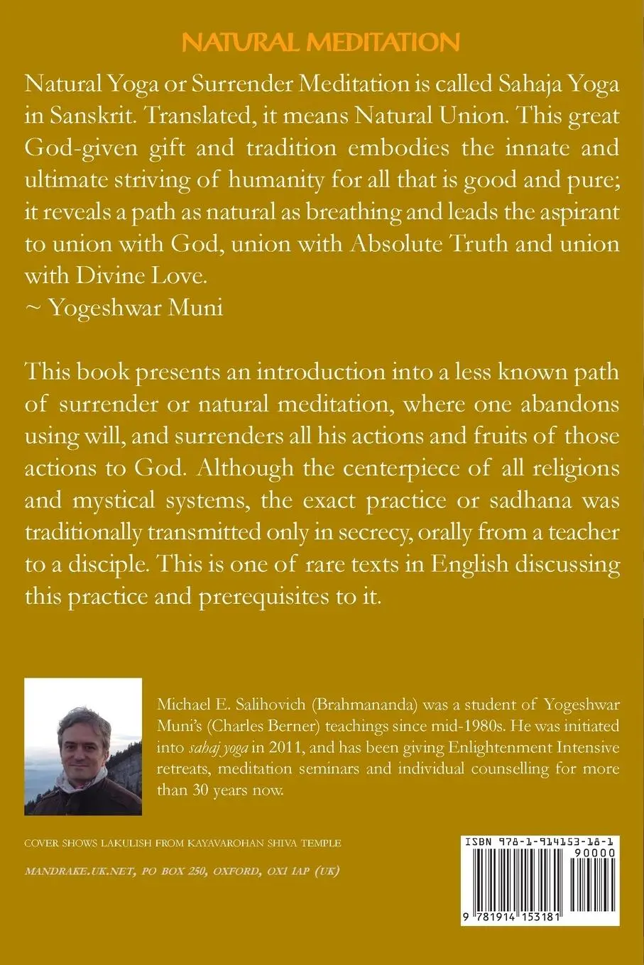 Rückseite: 9781914153181 | Natural Meditation | Michael E Salihovich | Taschenbuch | Englisch