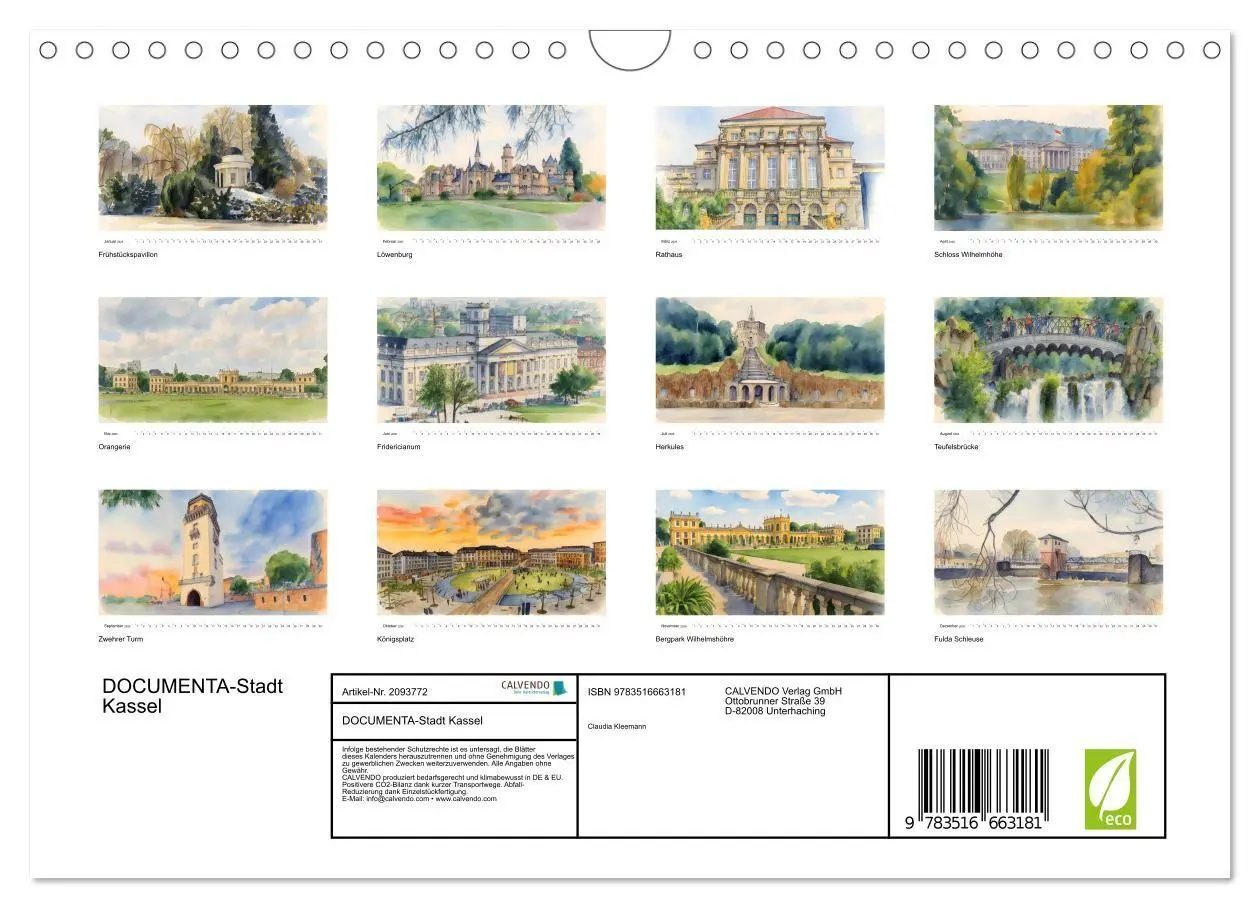 Bild: 9783516663181 | DOCUMENTA-Stadt Kassel (Wandkalender 2026 DIN A4 quer), CALVENDO...