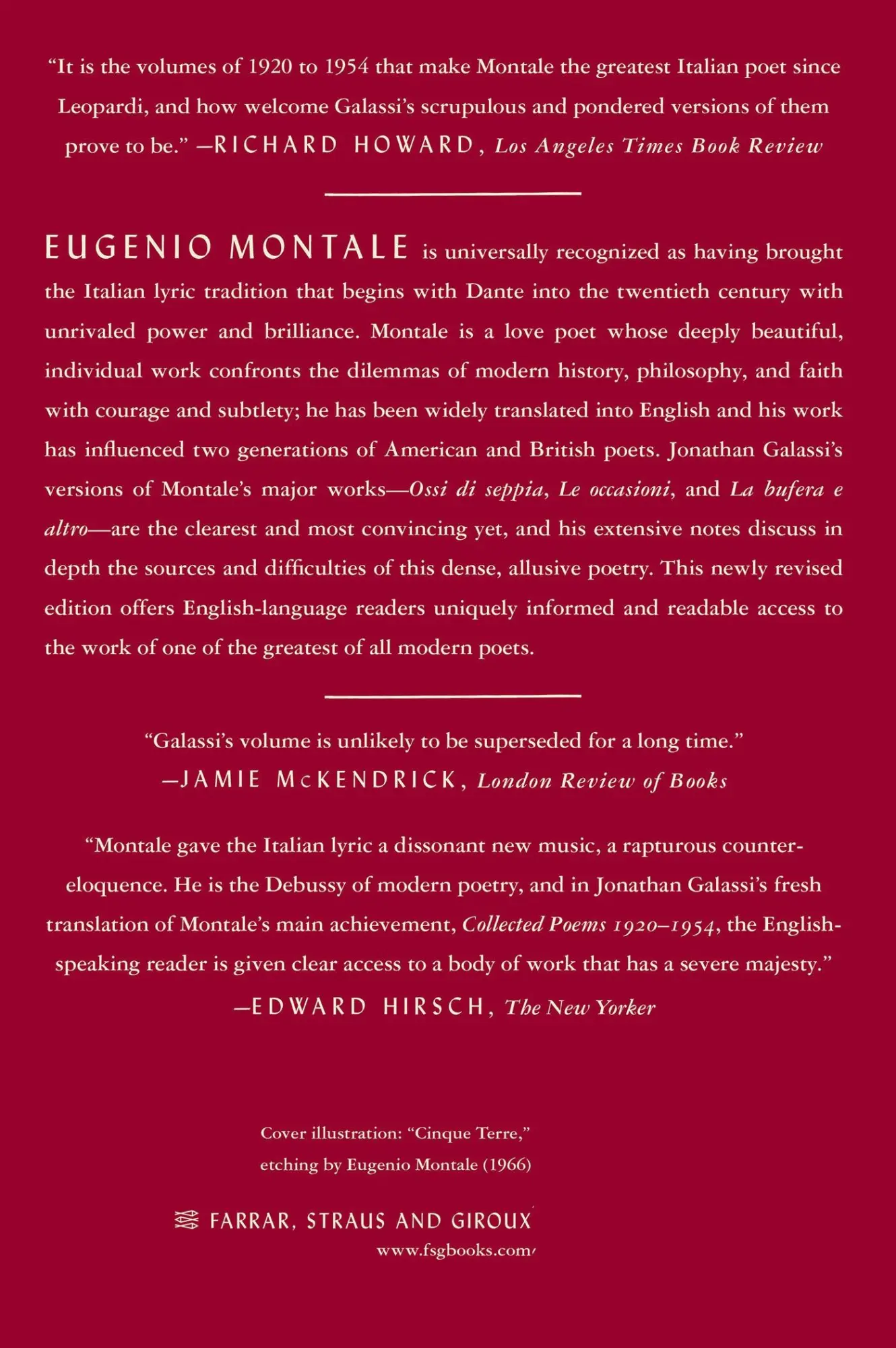 Rückseite: 9780374533281 | Collected Poems, 1920-1954 | Eugenio Montale | Taschenbuch | Englisch
