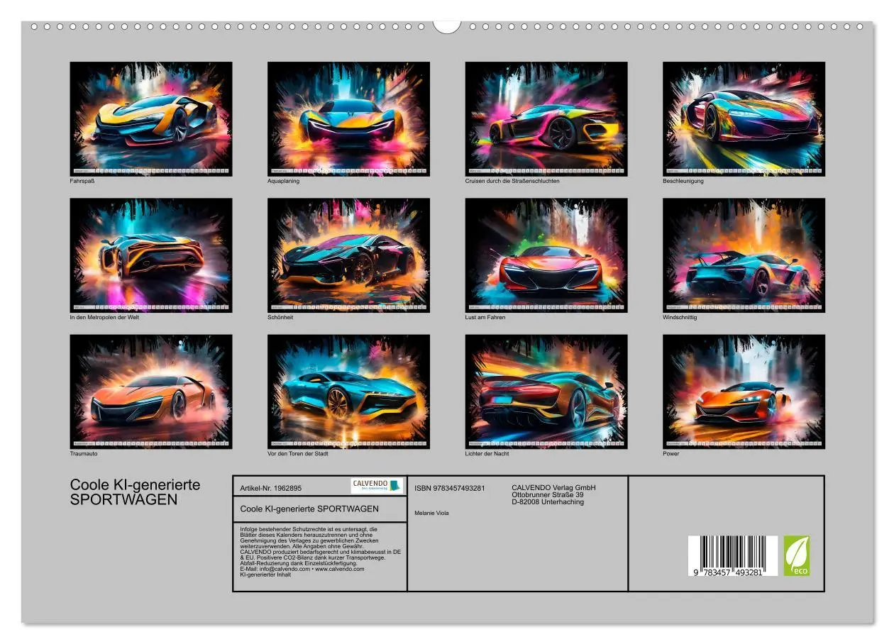 Bild: 9783457493281 | Coole KI-generierte SPORTWAGEN (hochwertiger Premium Wandkalender...