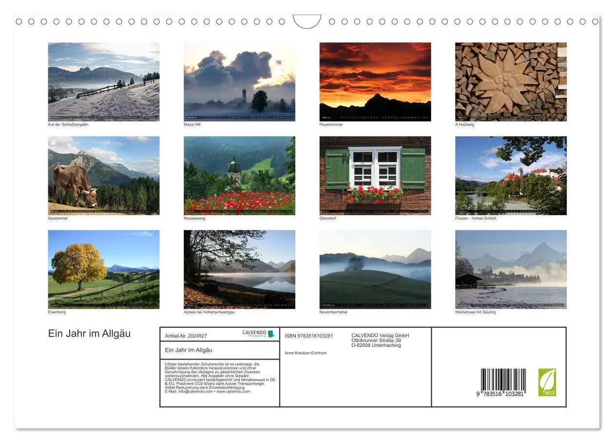Bild: 9783516103281 | Ein Jahr im Allgäu (Wandkalender 2026 DIN A3 quer), CALVENDO...