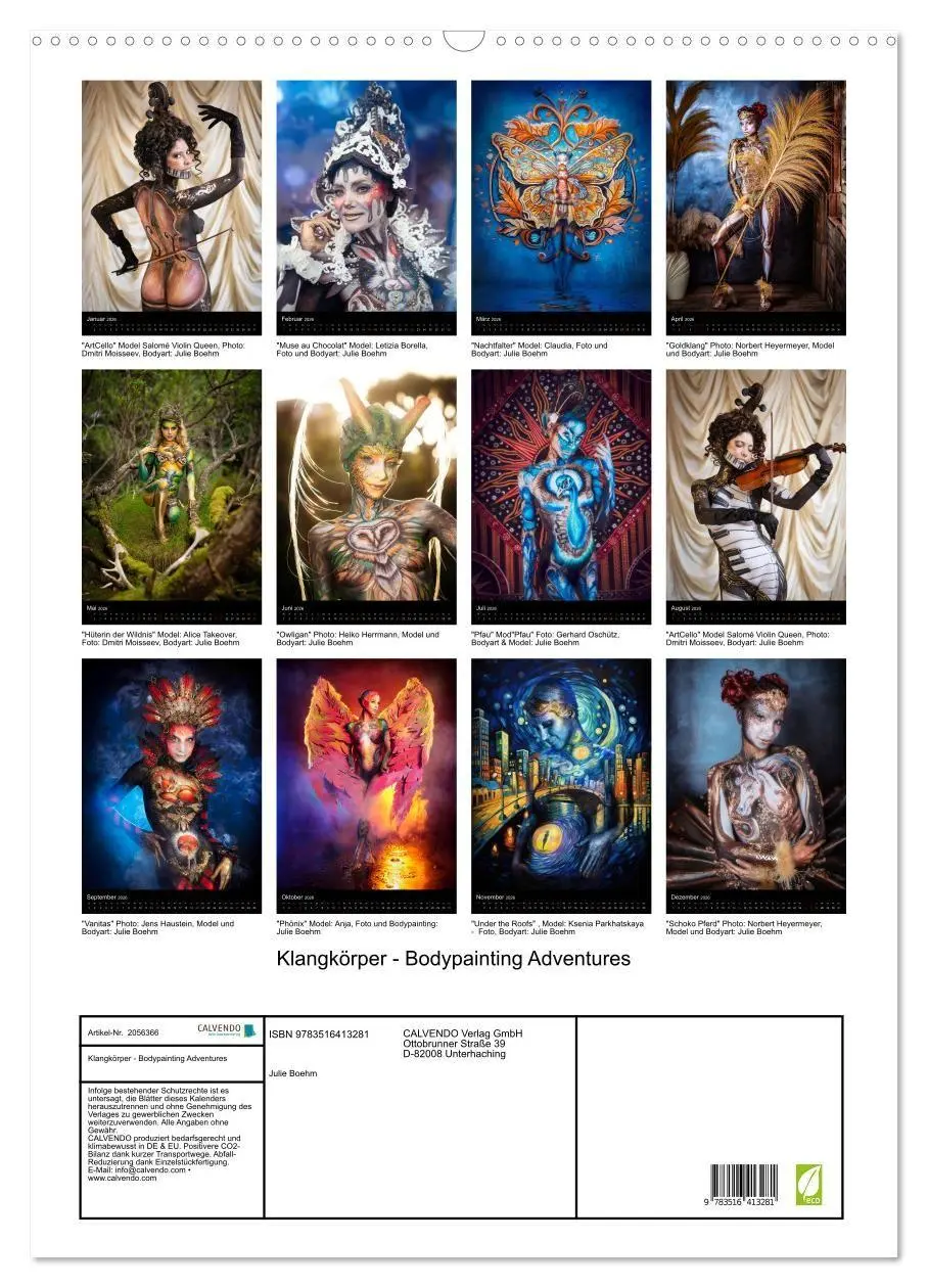 Bild: 9783516413281 | Klangkörper - Bodypainting Adventures (Wandkalender 2026 DIN A2...