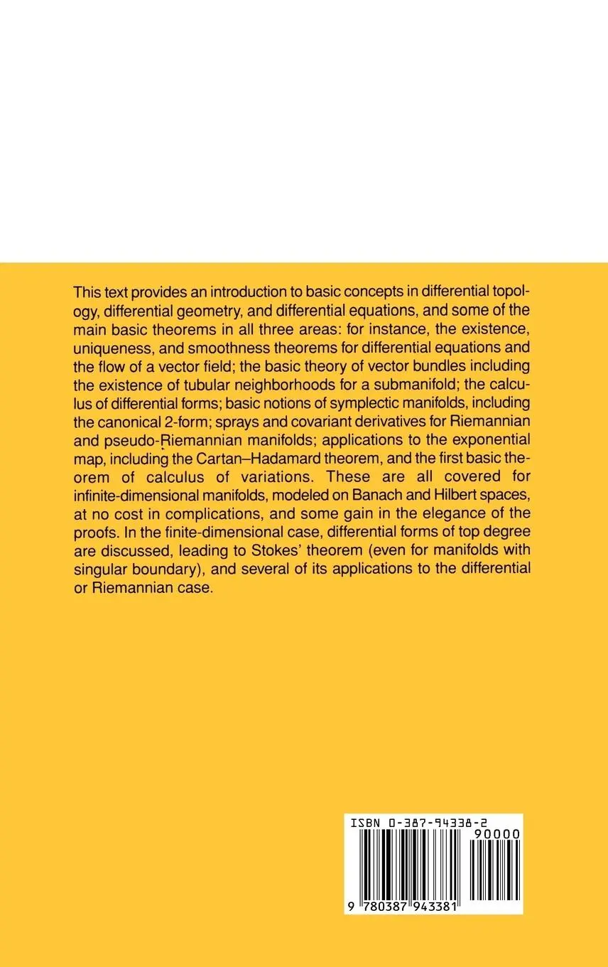 Rückseite: 9780387943381 | Differential and Riemannian Manifolds | Serge Lang | Buch | xiv | 1995