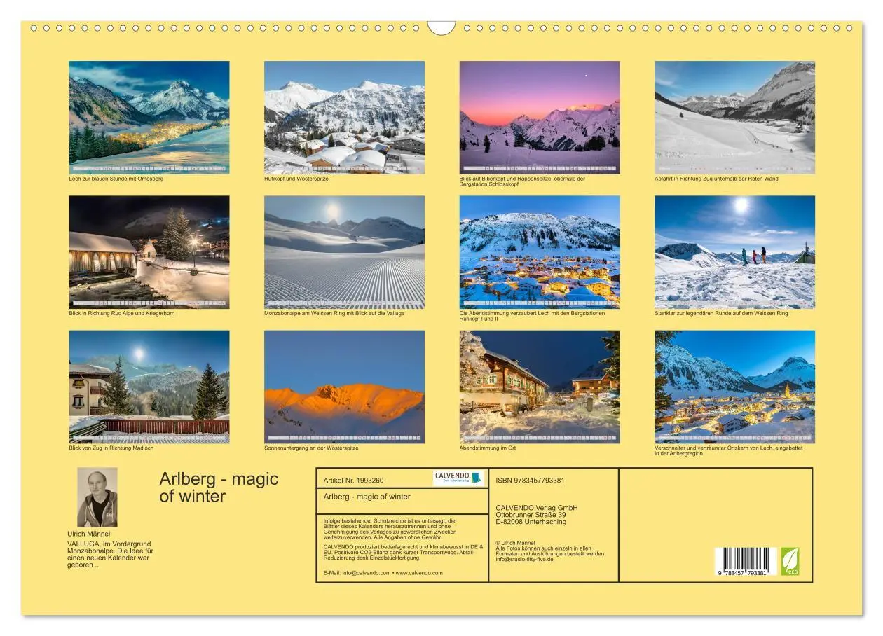 Bild: 9783457793381 | Arlberg - magic of winter (Wandkalender 2026 DIN A2 quer), CALVENDO...