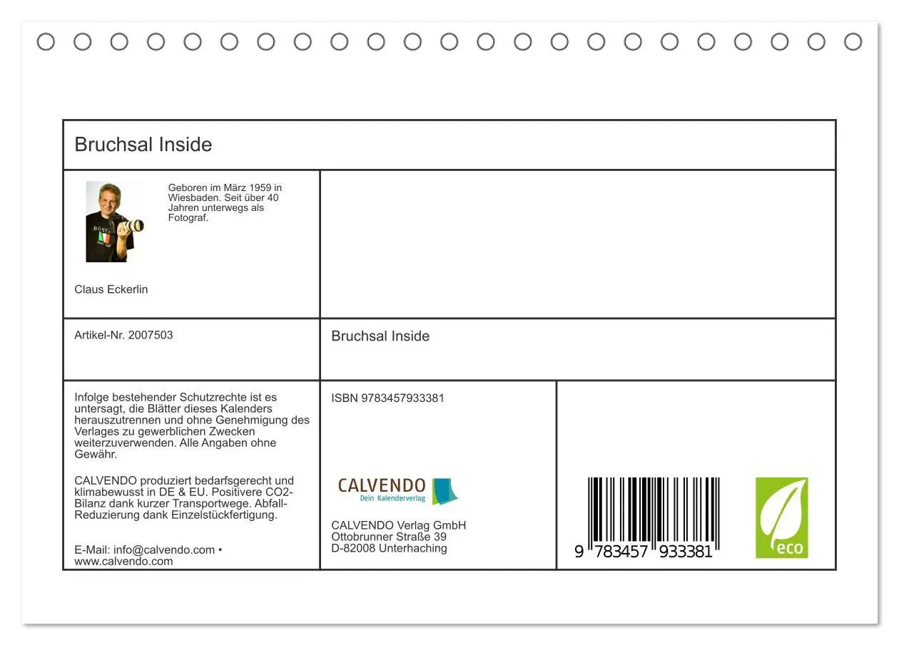 Bild: 9783457933381 | Bruchsal Inside (Tischkalender 2026 DIN A5 quer), CALVENDO...
