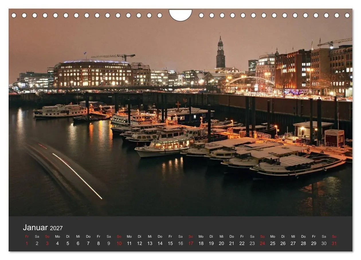Bild: 9783594173381 | Hamburger Hafen bei Nacht (Wandkalender 2027 DIN A4 quer), CALVENDO...
