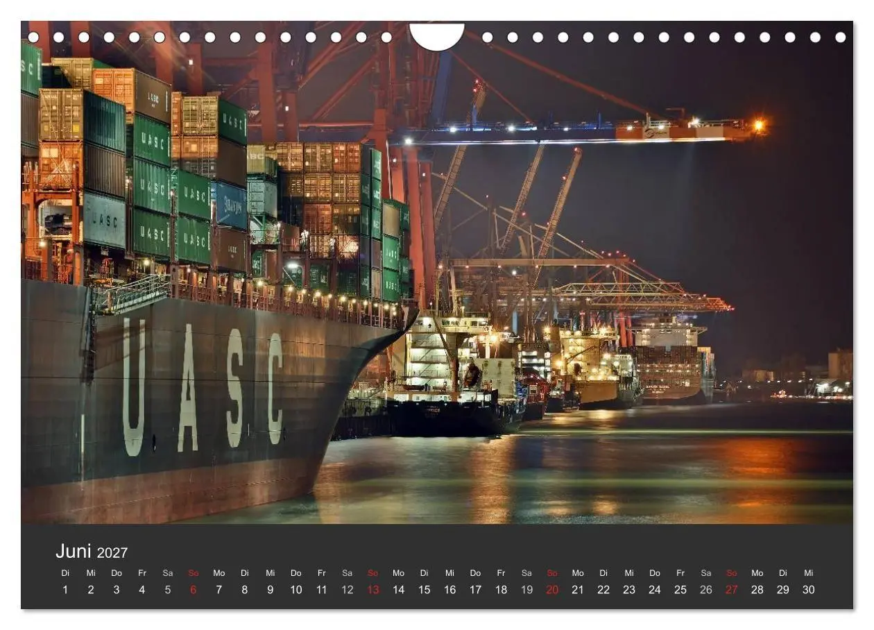 Bild: 9783594173381 | Hamburger Hafen bei Nacht (Wandkalender 2027 DIN A4 quer), CALVENDO...