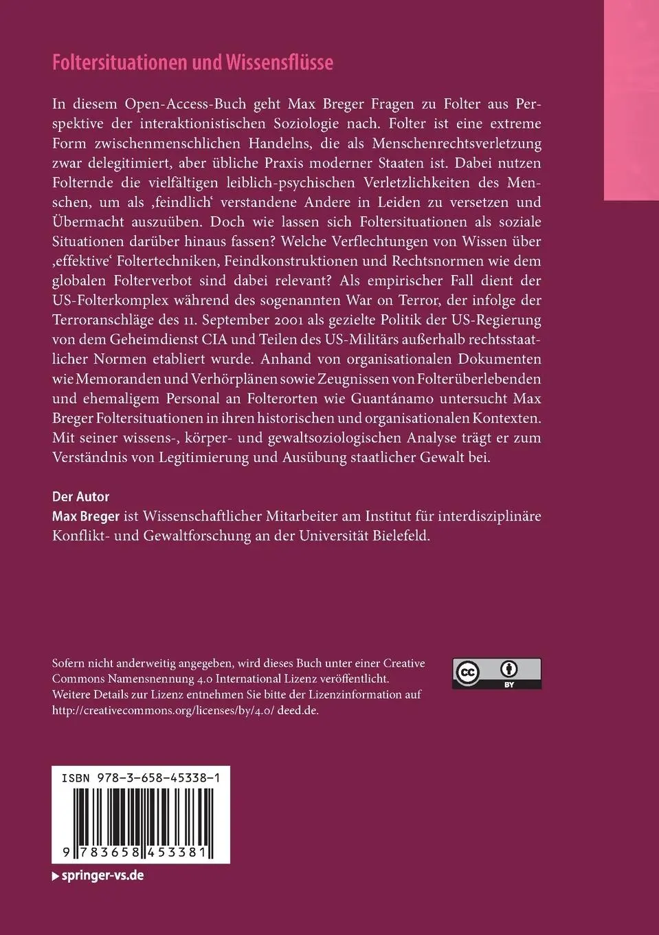 Rückseite: 9783658453381 | Foltersituationen und Wissensflüsse | Max Breger | Taschenbuch | xvii