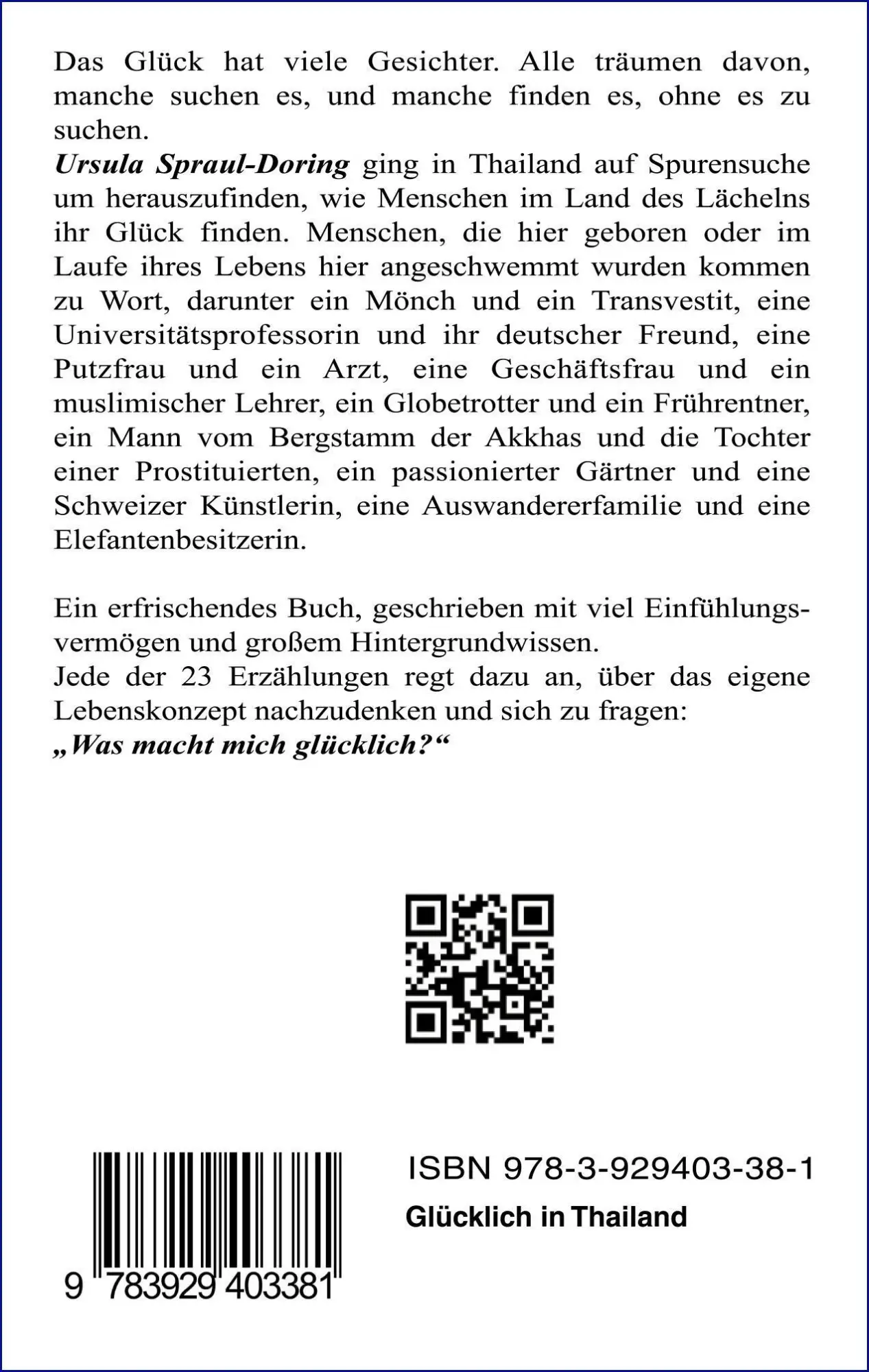 Rückseite: 9783929403381 | Glücklich in Thailand | Ursula Spraul-Doring | Taschenbuch | Deutsch