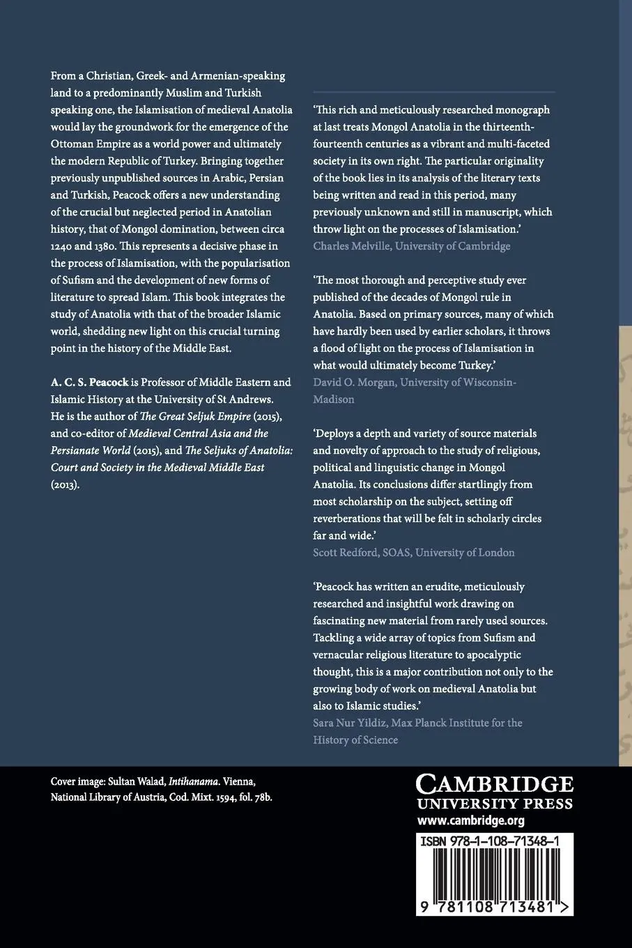 Rückseite: 9781108713481 | Islam, Literature and Society in Mongol Anatolia | Peacock | Buch