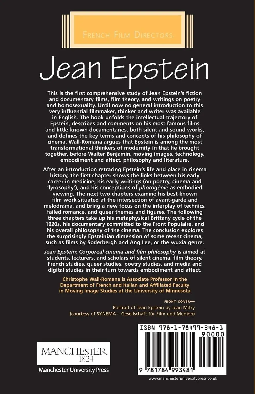 Rückseite: 9781784993481 | Jean Epstein | Corporeal cinema and film philosophy | Wall-Romana
