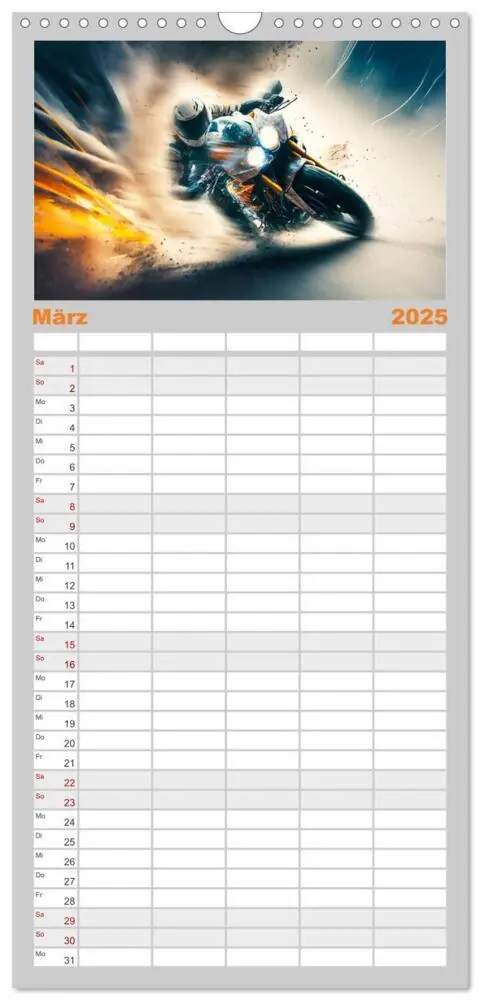 Bild: 9783457093481 | Familienplaner 2025 - Motorrad Speed mit 5 Spalten (Wandkalender,...