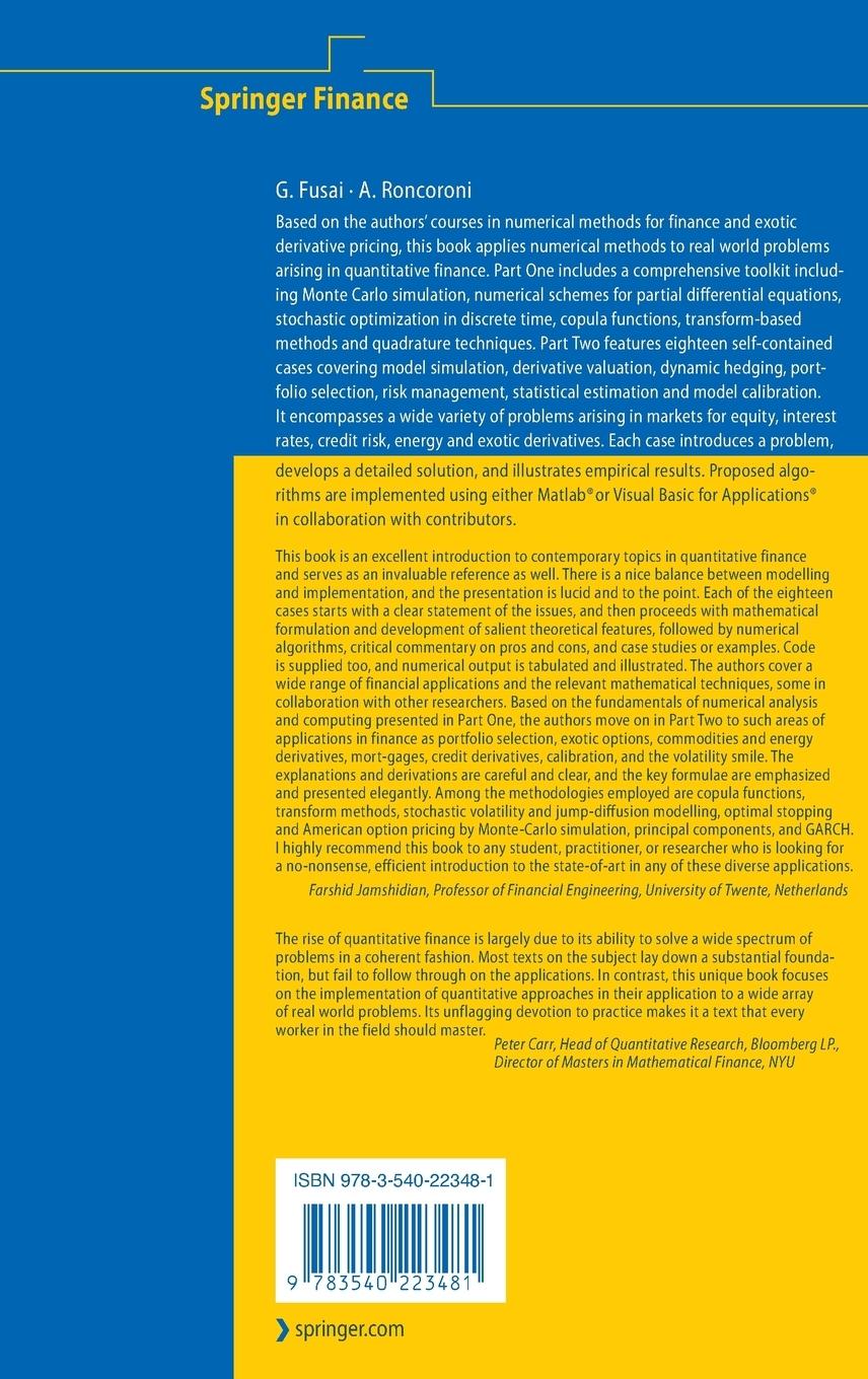 Rückseite: 9783540223481 | Implementing Models in Quantitative Finance: Methods and Cases | Buch
