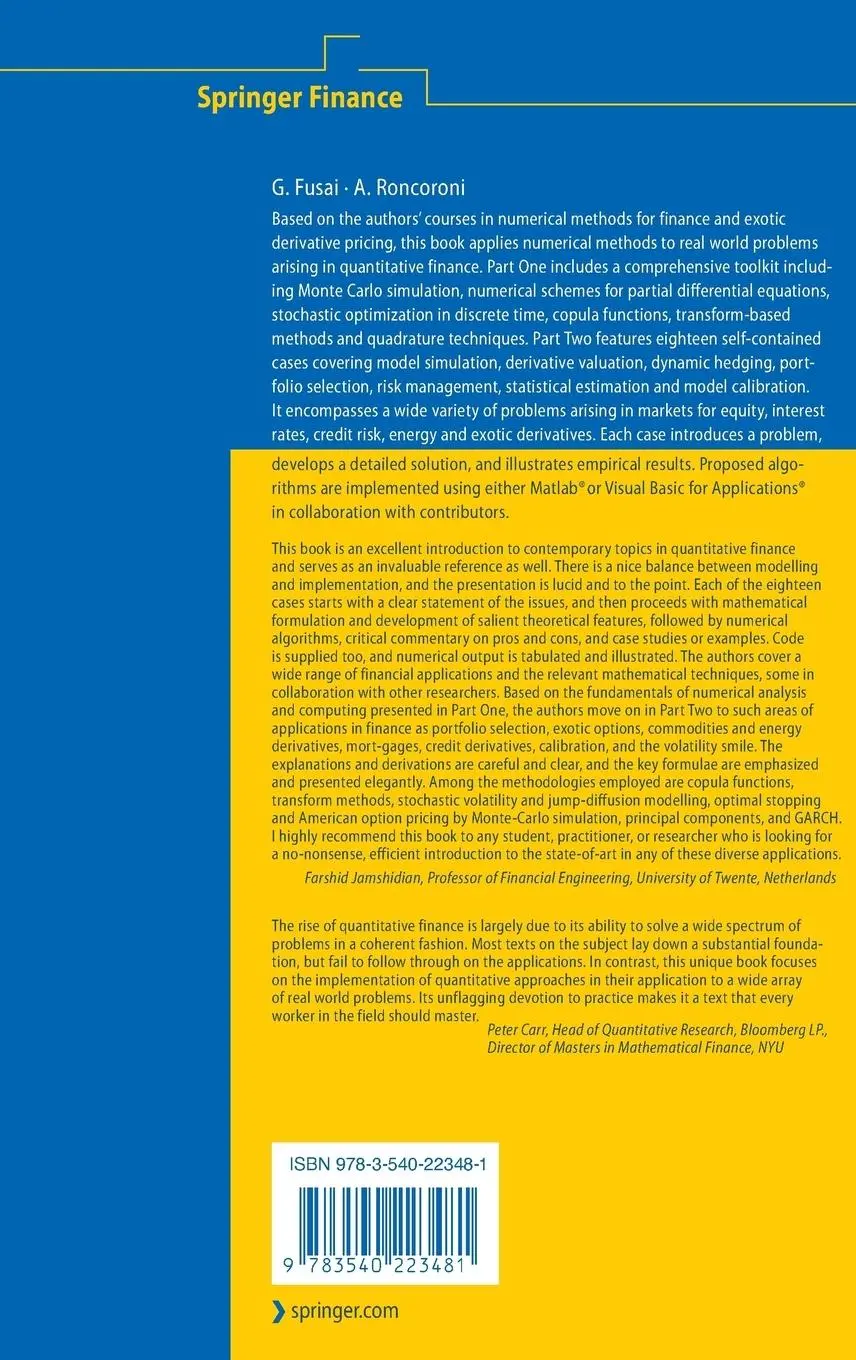 Rückseite: 9783540223481 | Implementing Models in Quantitative Finance: Methods and Cases | Buch