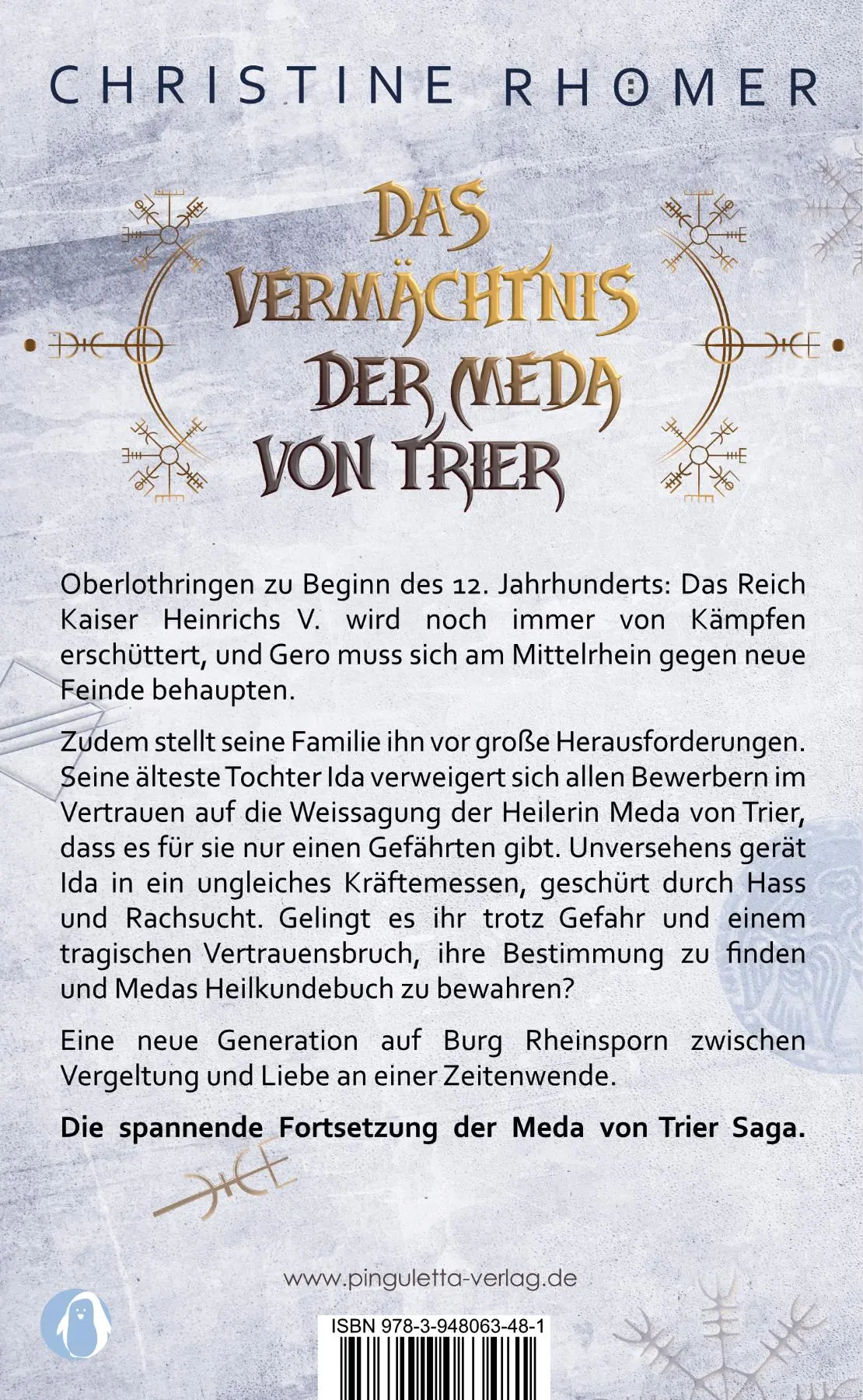 Rückseite: 9783948063481 | Das Vermächtnis der Meda von Trier | 2. Teil der historischen Saga