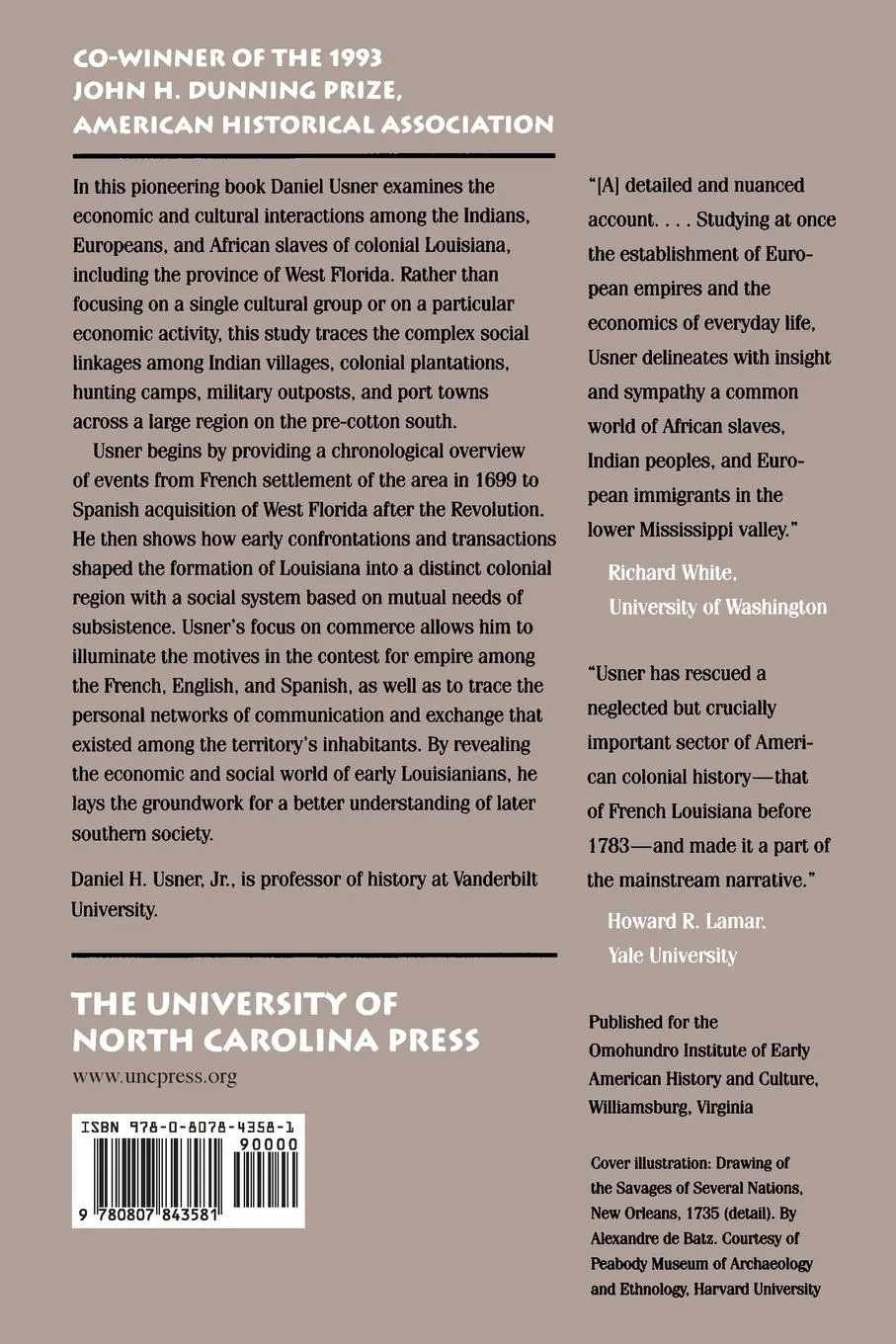 Rückseite: 9780807843581 | Indians, Settlers, and Slaves in a Frontier Exchange Economy | Usner