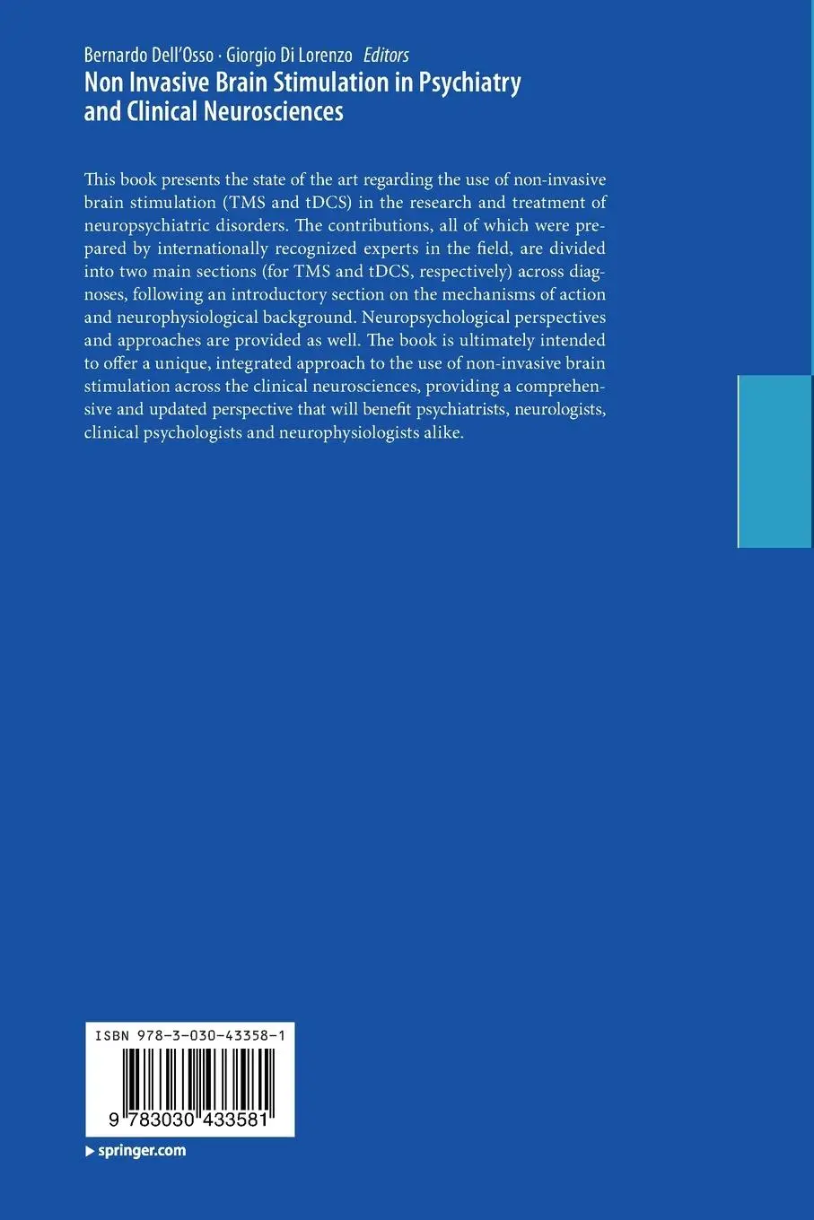 Rückseite: 9783030433581 | Non Invasive Brain Stimulation in Psychiatry and Clinical...