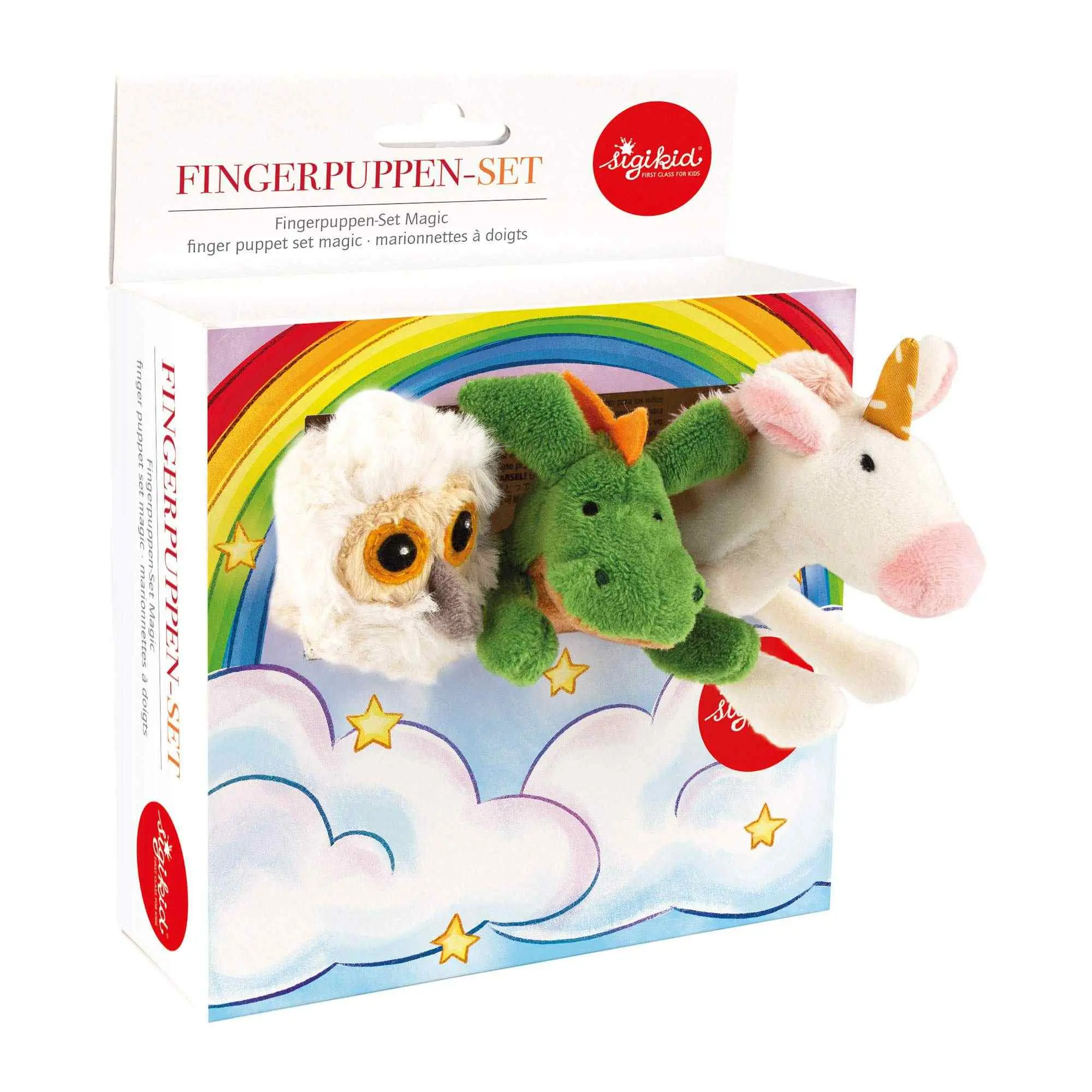 Cover: 4001190433681 | sigikid 43368 - Fingerpuppen Fantasie 3er Set, Einhorn, Eule, Drache