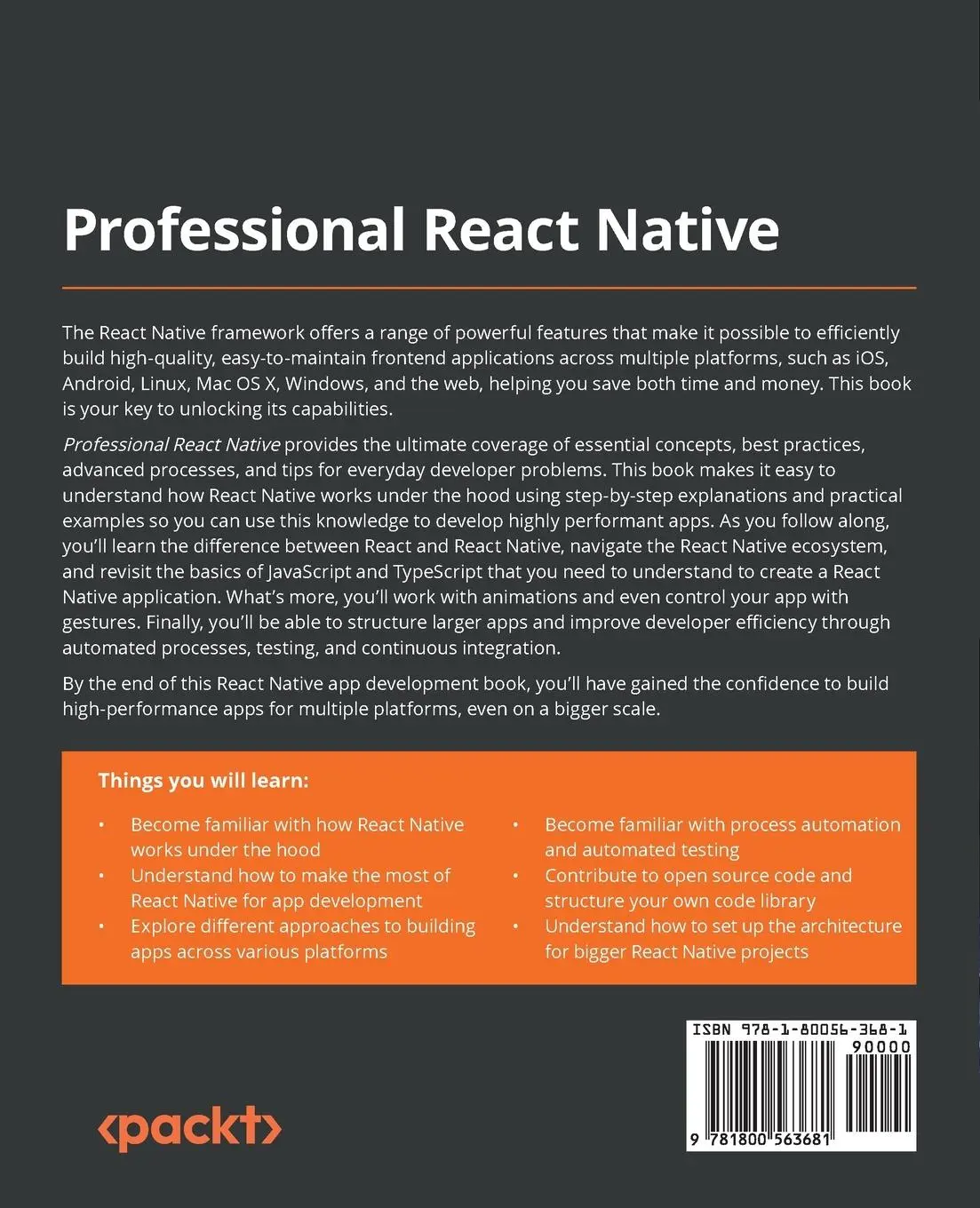 Rückseite: 9781800563681 | Professional React Native | Alexander Benedikt Kuttig | Taschenbuch