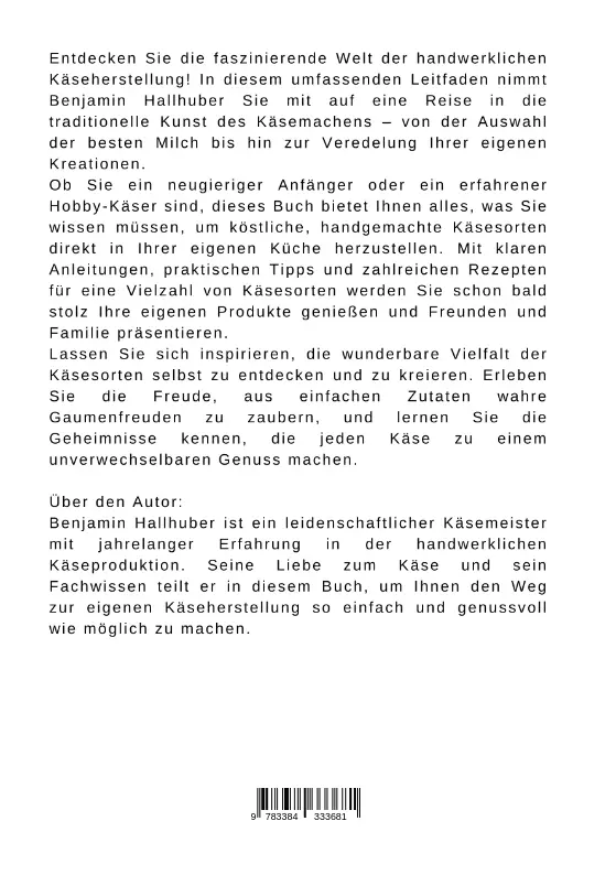 Bild: 9783384333681 | Käse selber machen | Käse selber machen | Benjamin Hallhuber | Buch