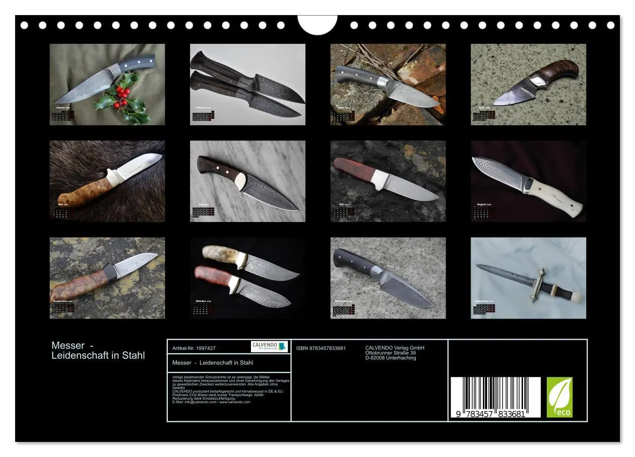 Bild: 9783457833681 | Messer - Leidenschaft in Stahl (Wandkalender 2026 DIN A4 quer),...