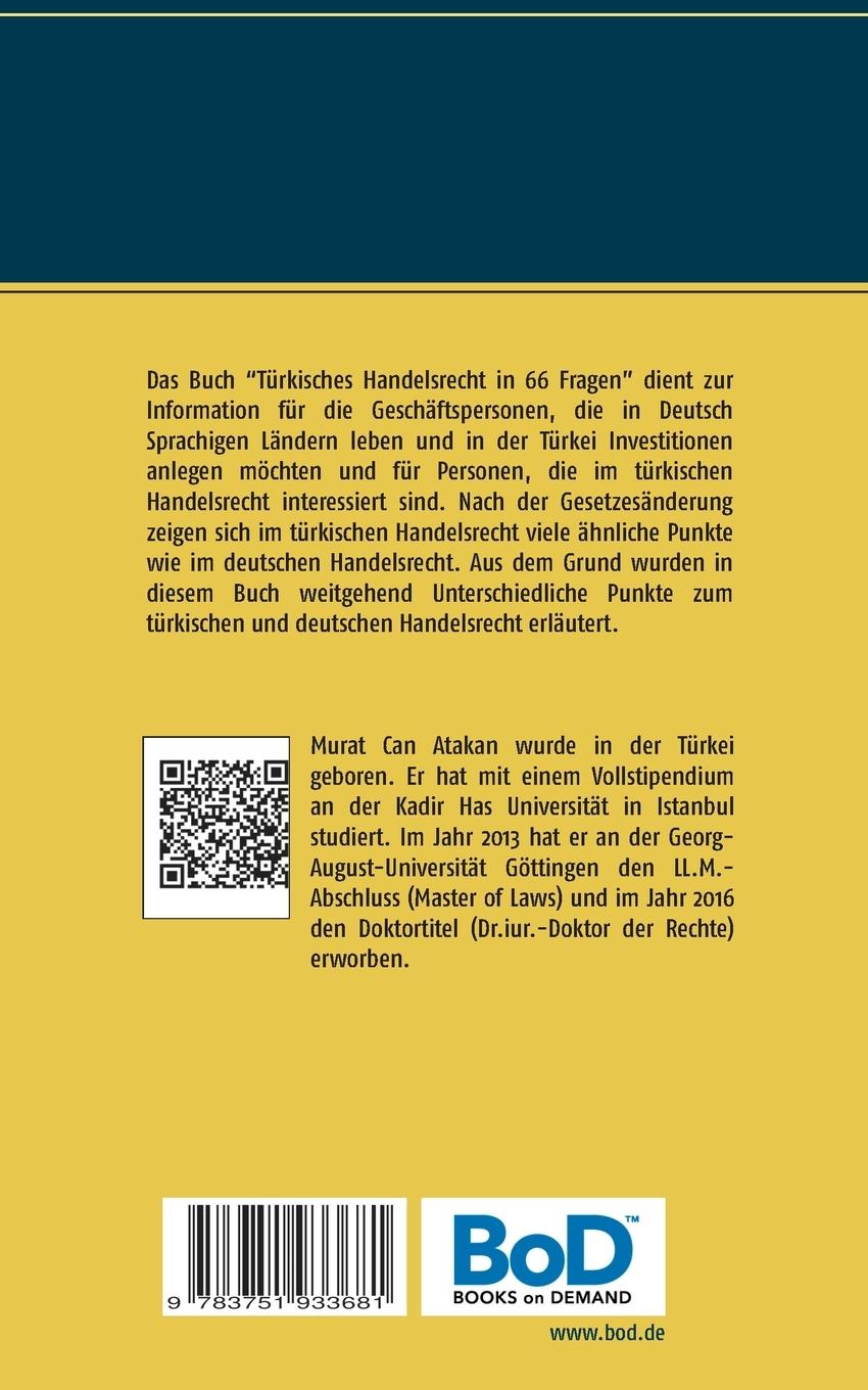 Rückseite: 9783751933681 | Türkisches Handelsrecht in 66 Fragen | Murat Can Atakan | Taschenbuch