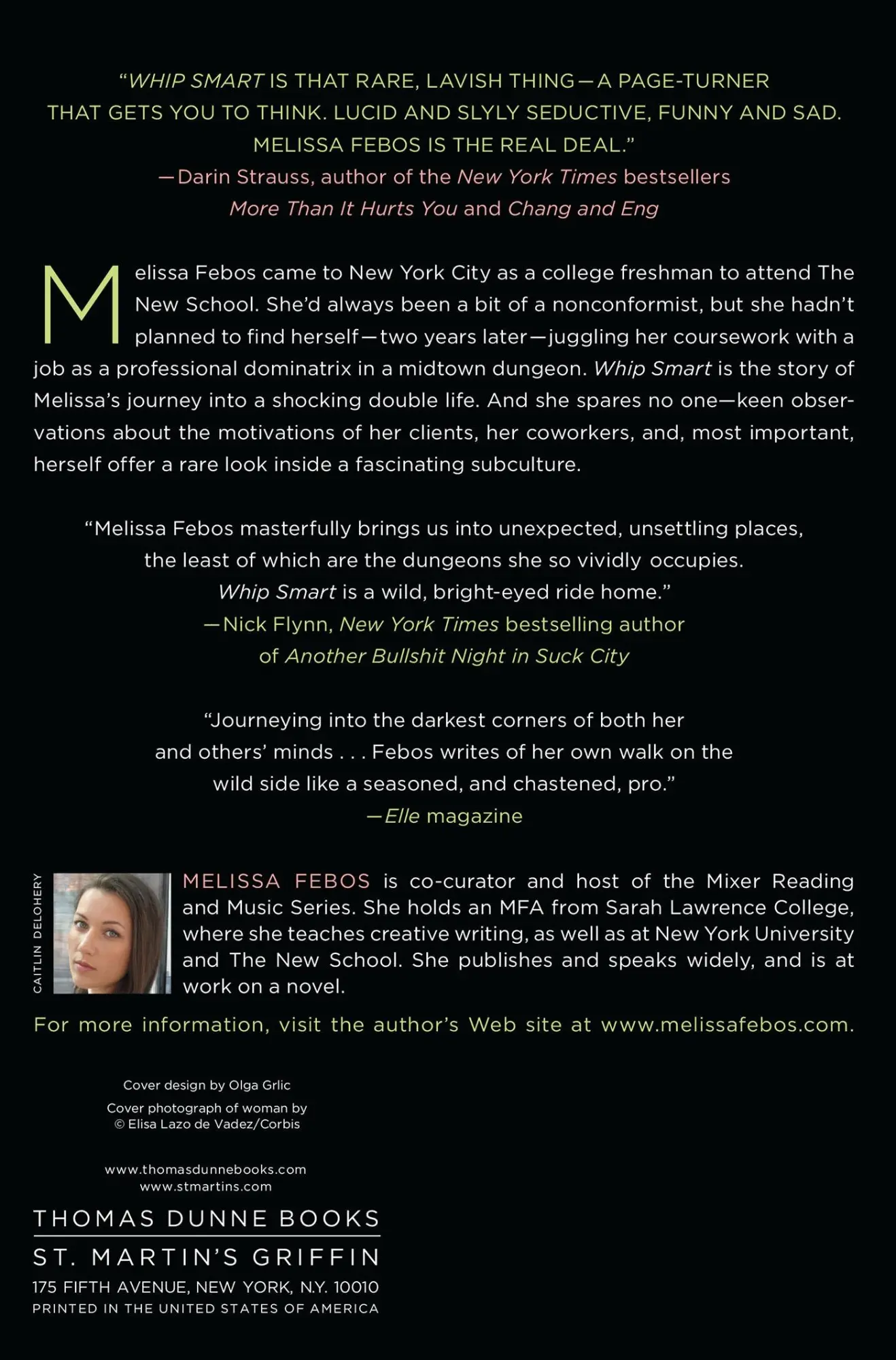 Rückseite: 9780312583781 | Whip Smart | The True Story of a Secret Life | Melissa Febos | Buch