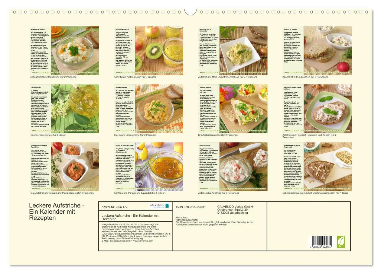 Bild: 9783516223781 | Leckere Aufstriche - Ein Kalender mit Rezepten (Wandkalender 2026...