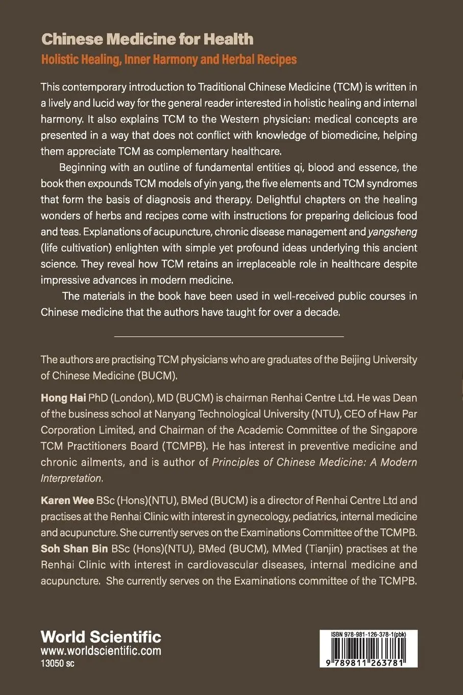 Rückseite: 9789811263781 | CHINESE MEDICINE FOR HEALTH | Hai Hong | Taschenbuch | Englisch | 2022