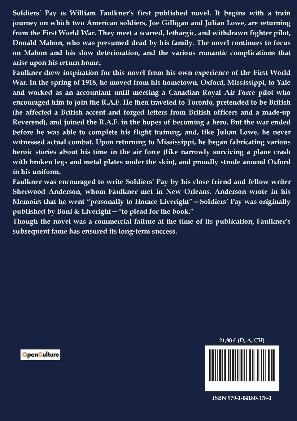 Rückseite: 9791041803781 | Soldiers' Pay | William Faulkner | Taschenbuch | Englisch | 2023