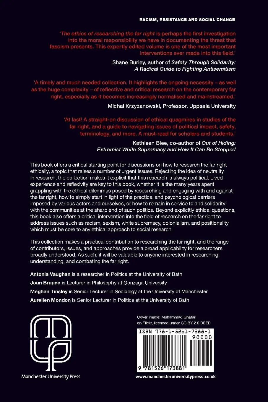 Rückseite: 9781526173881 | The ethics of researching the far right | Antonia Vaughan (u. a.)