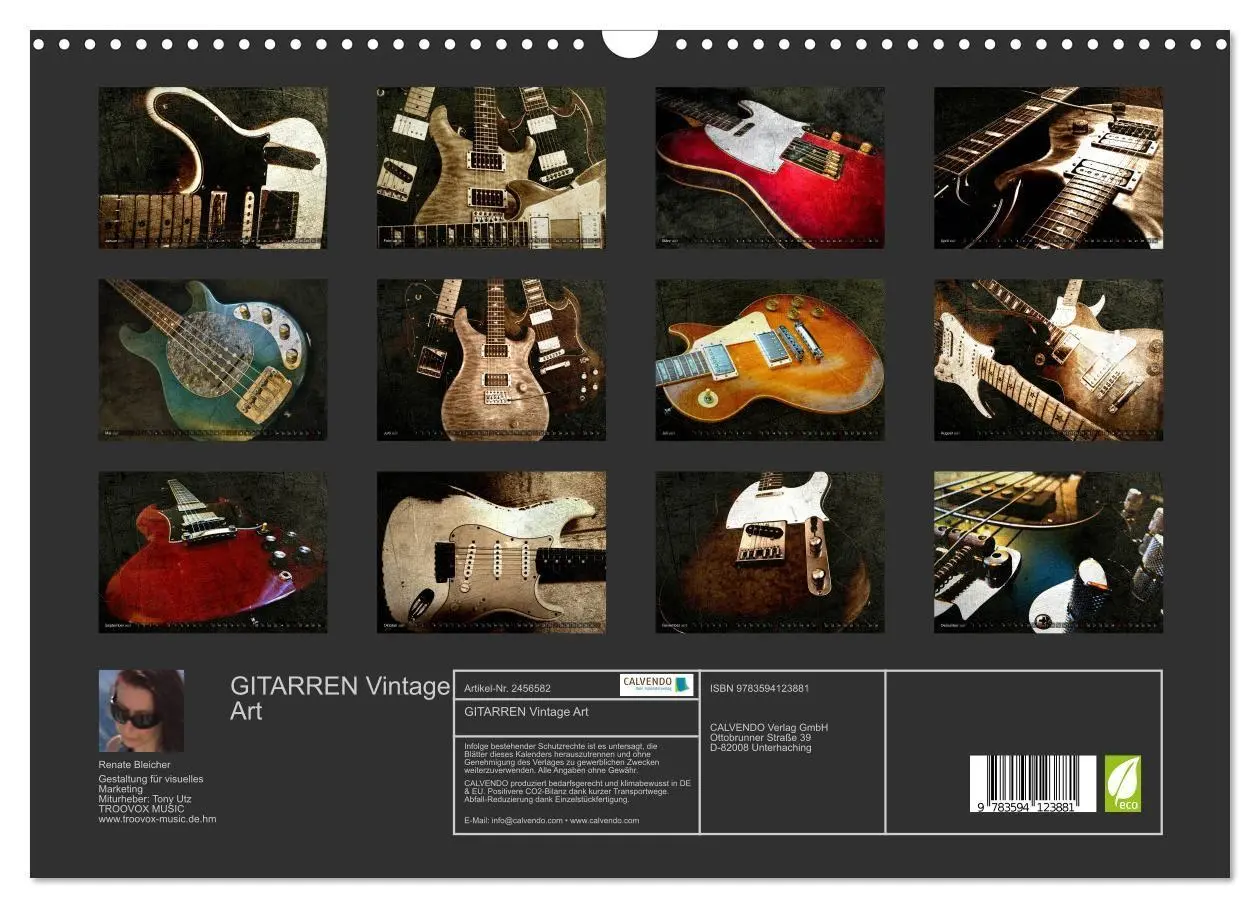 Bild: 9783594123881 | GITARREN Vintage Art (Wandkalender 2027 DIN A3 quer), CALVENDO...