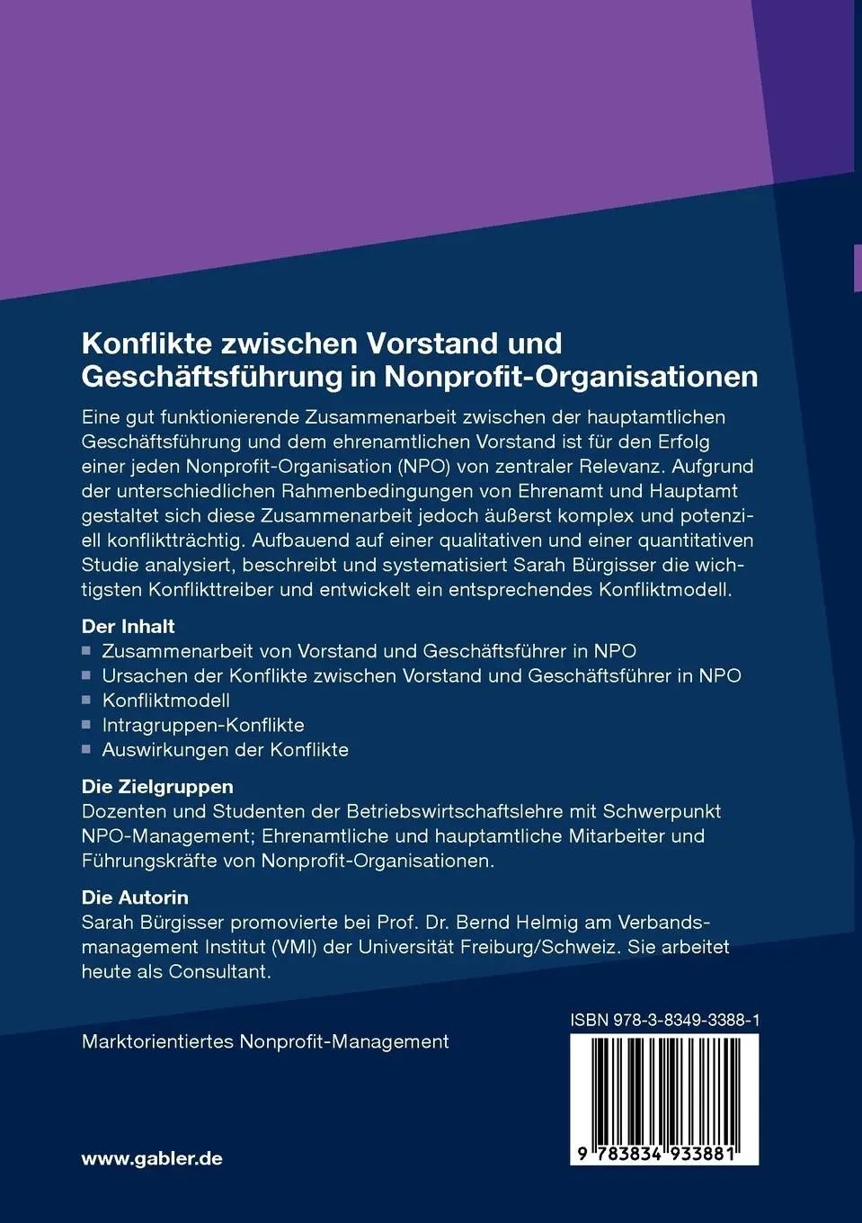 Rückseite: 9783834933881 | Konflikte zwischen Vorstand und Geschäftsführer in...