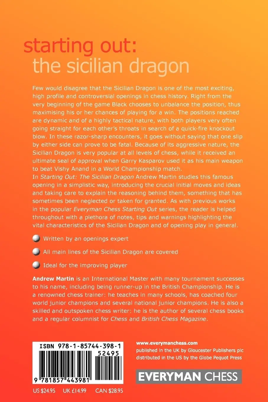 Rückseite: 9781857443981 | Starting Out | The Sicilian Dragon | Andrew Martin | Taschenbuch