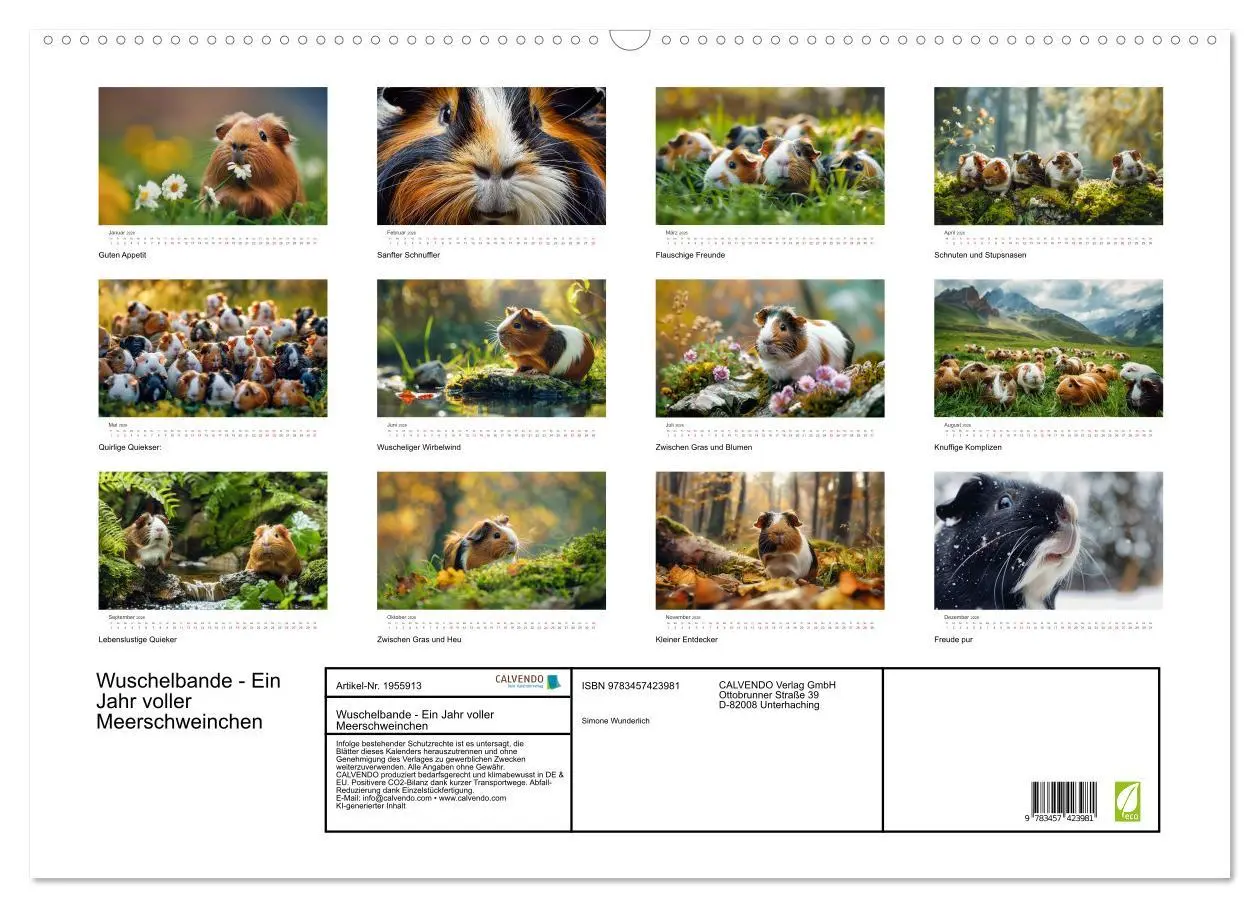 Bild: 9783457423981 | Wuschelbande - Ein Jahr voller Meerschweinchen (Wandkalender 2026...